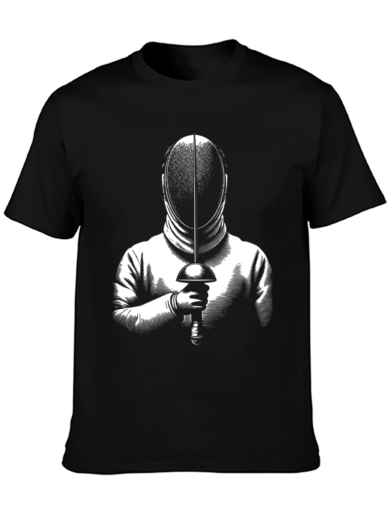 Black Fencing T-Shirt - Foil Duel Design view 3