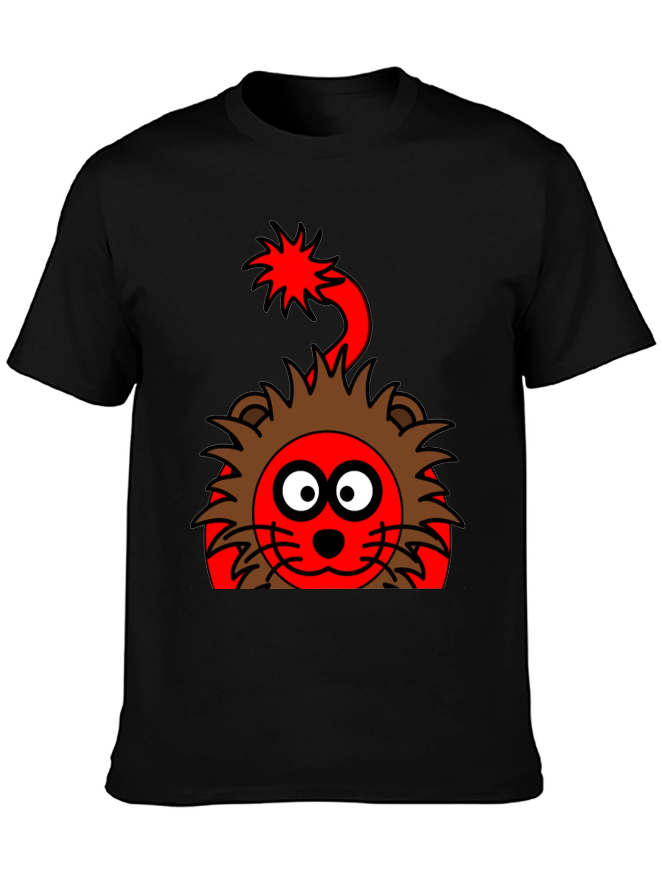 Black Cartoon Lion Graphic Tee - Fun & Unique Design view 3