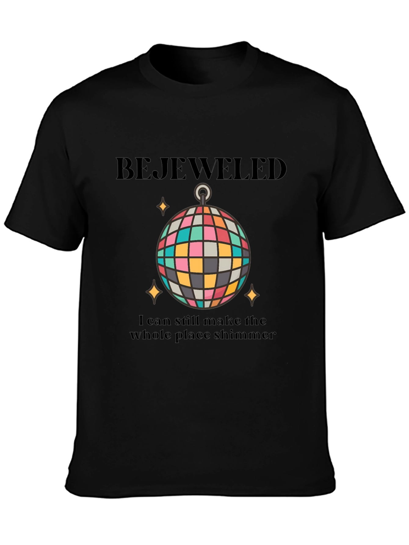 Black Bejeweled Disco Ball Graphic Tee view 3