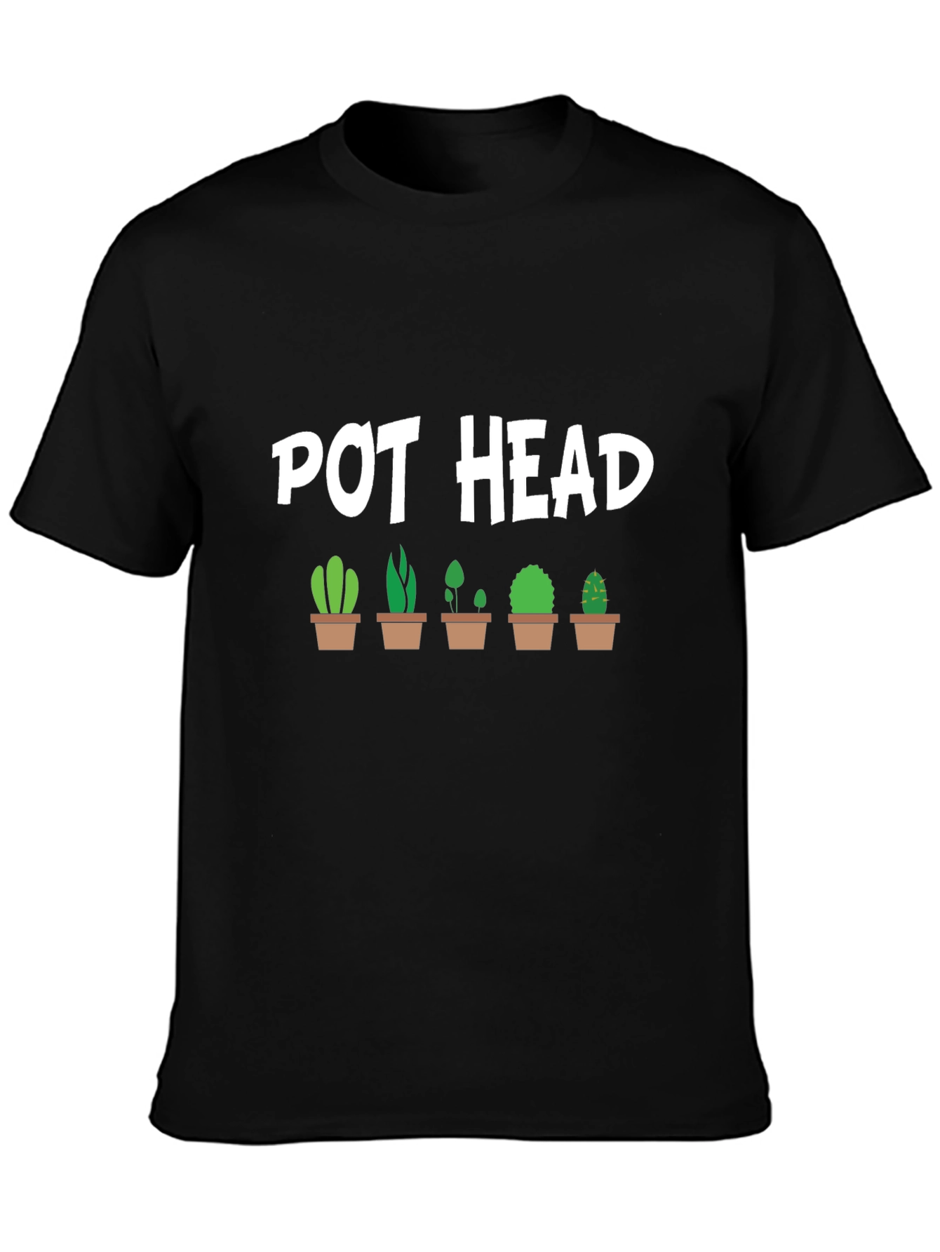 Black Pot Head Cactus T-Shirt - Novelty Graphic Tee view 3