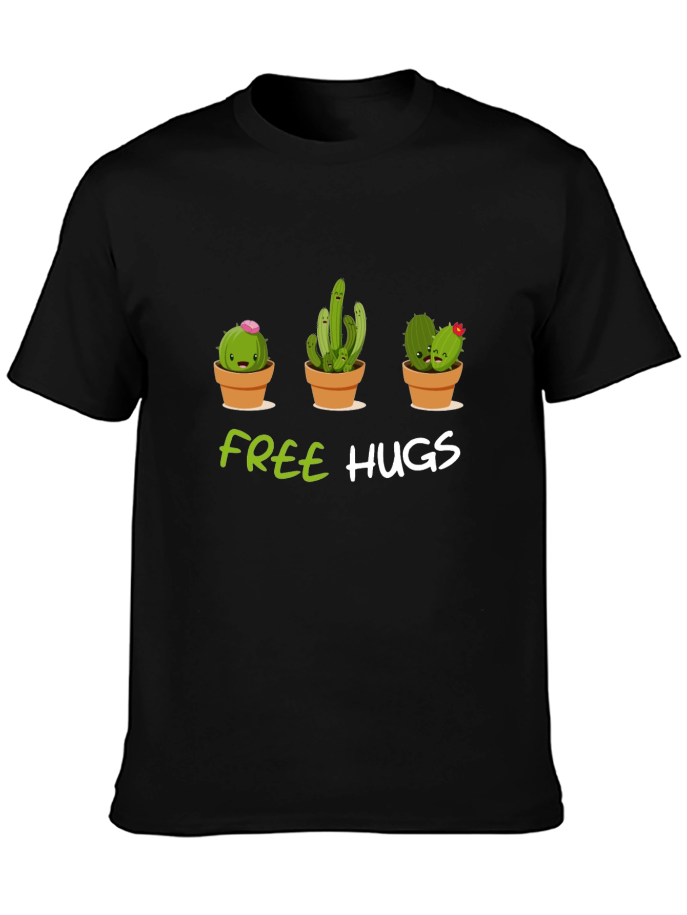 Black Cactus Free Hugs Graphic T-Shirt view 3