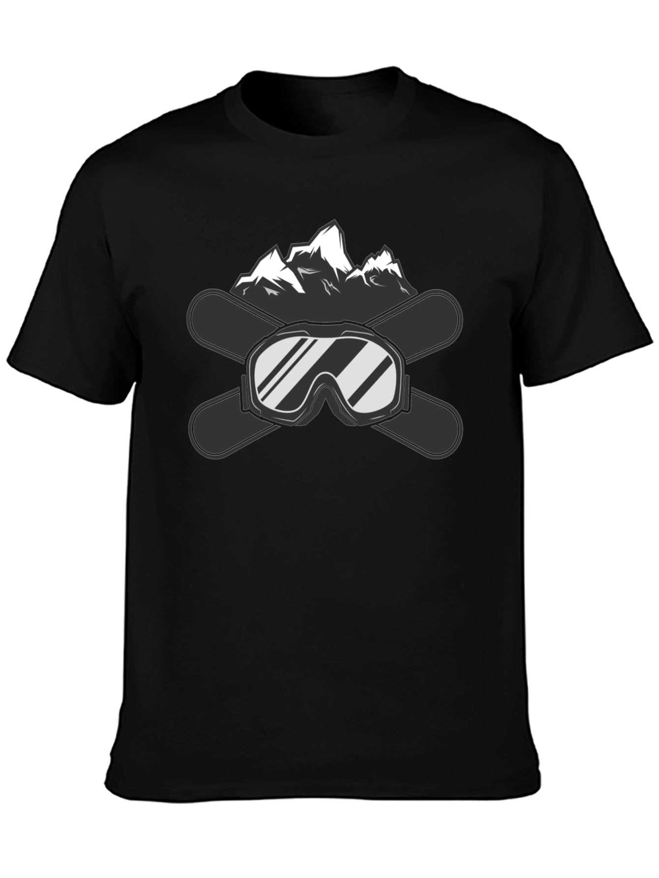 Black Snow Sport Tee: Ski Goggles and Mountain Graphic view 3