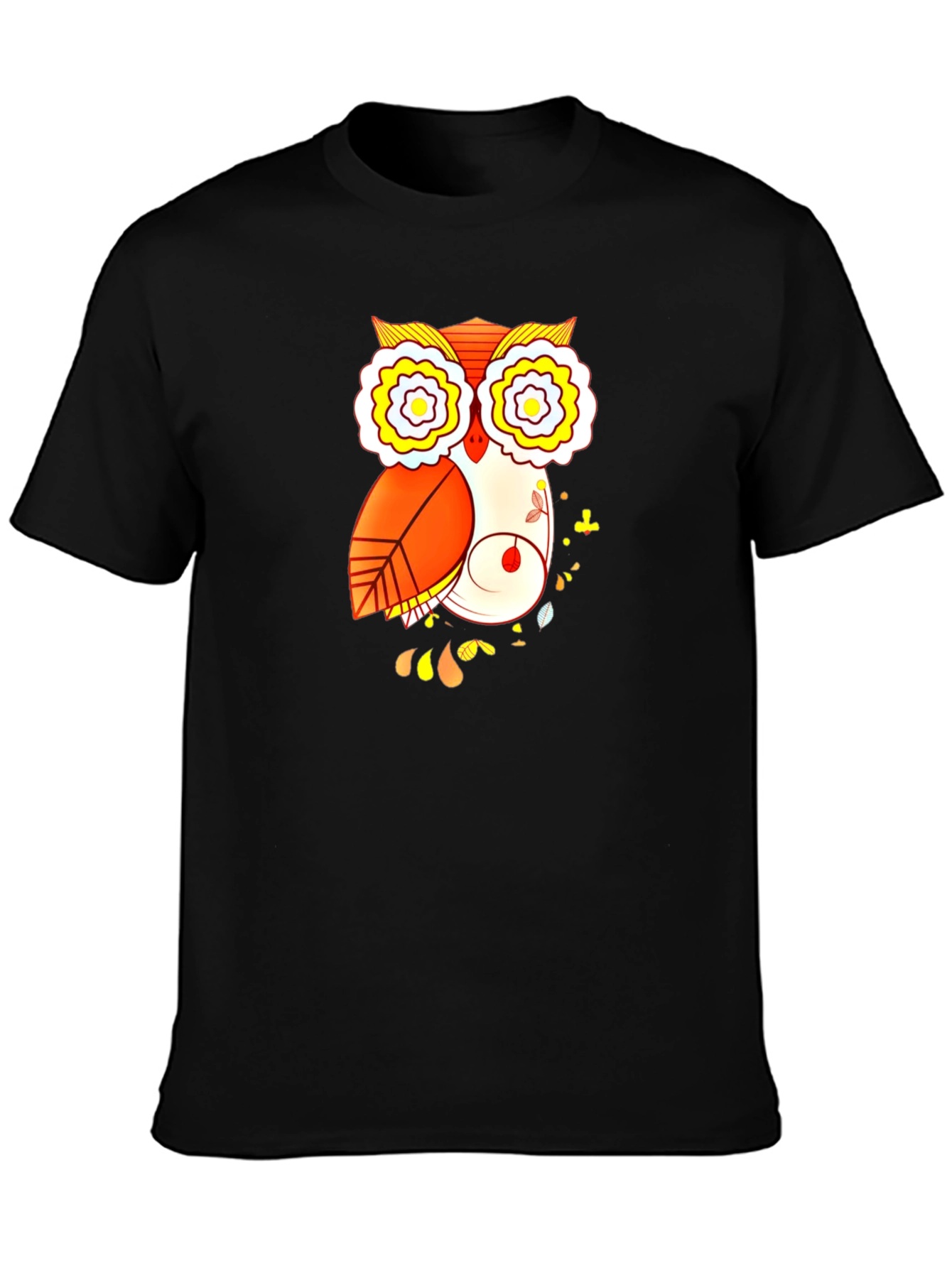 Black Owl Graphic Print Black T-Shirt view 3
