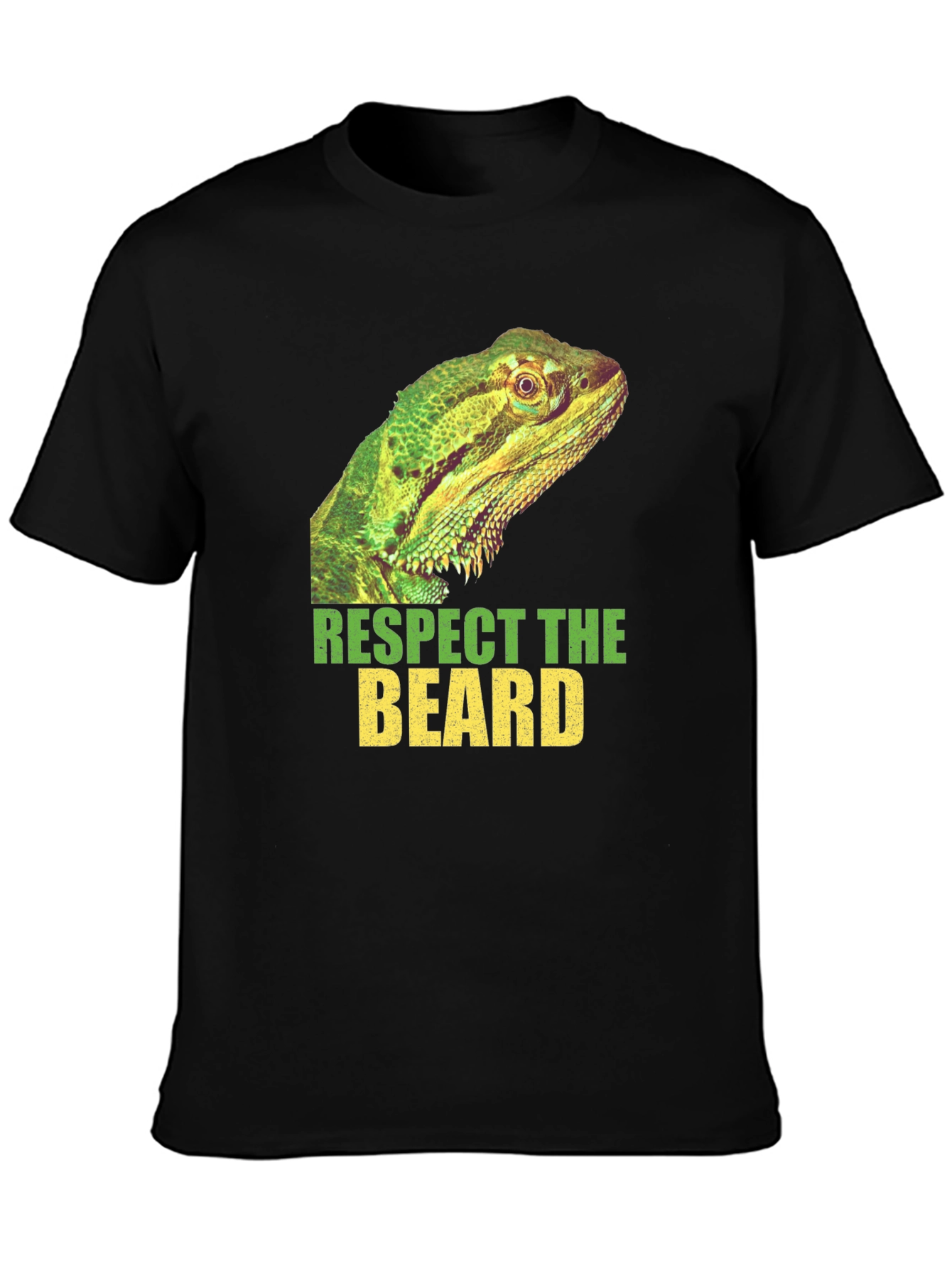 Black Respect The Beard Lizard Graphic T-Shirt view 3