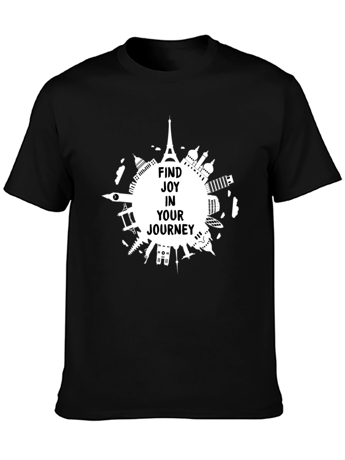 Black Travel Inspired Graphic Tee - Find Joy In Your Journey view 3