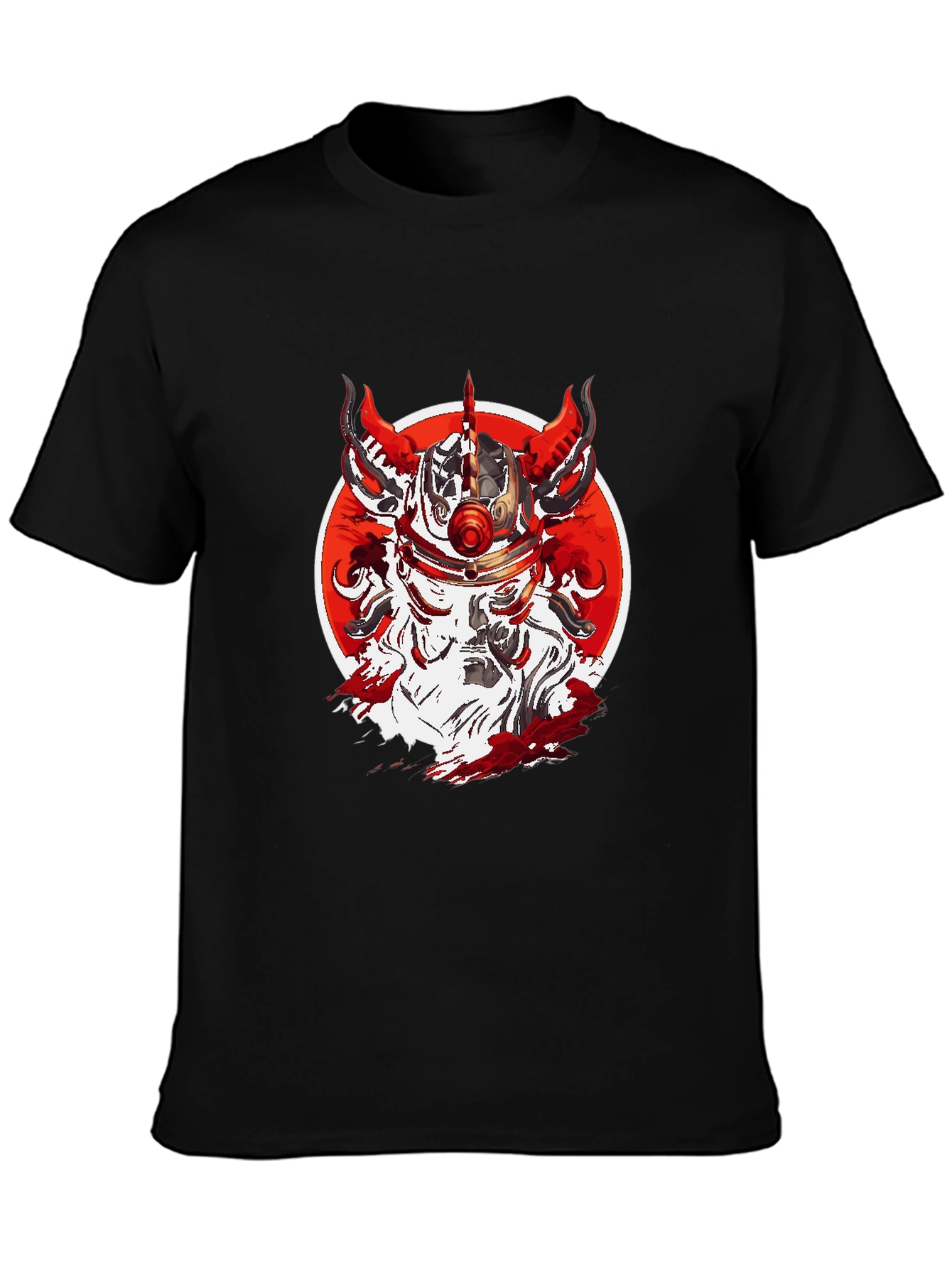 Black Red Horned Warrior T-Shirt view 3