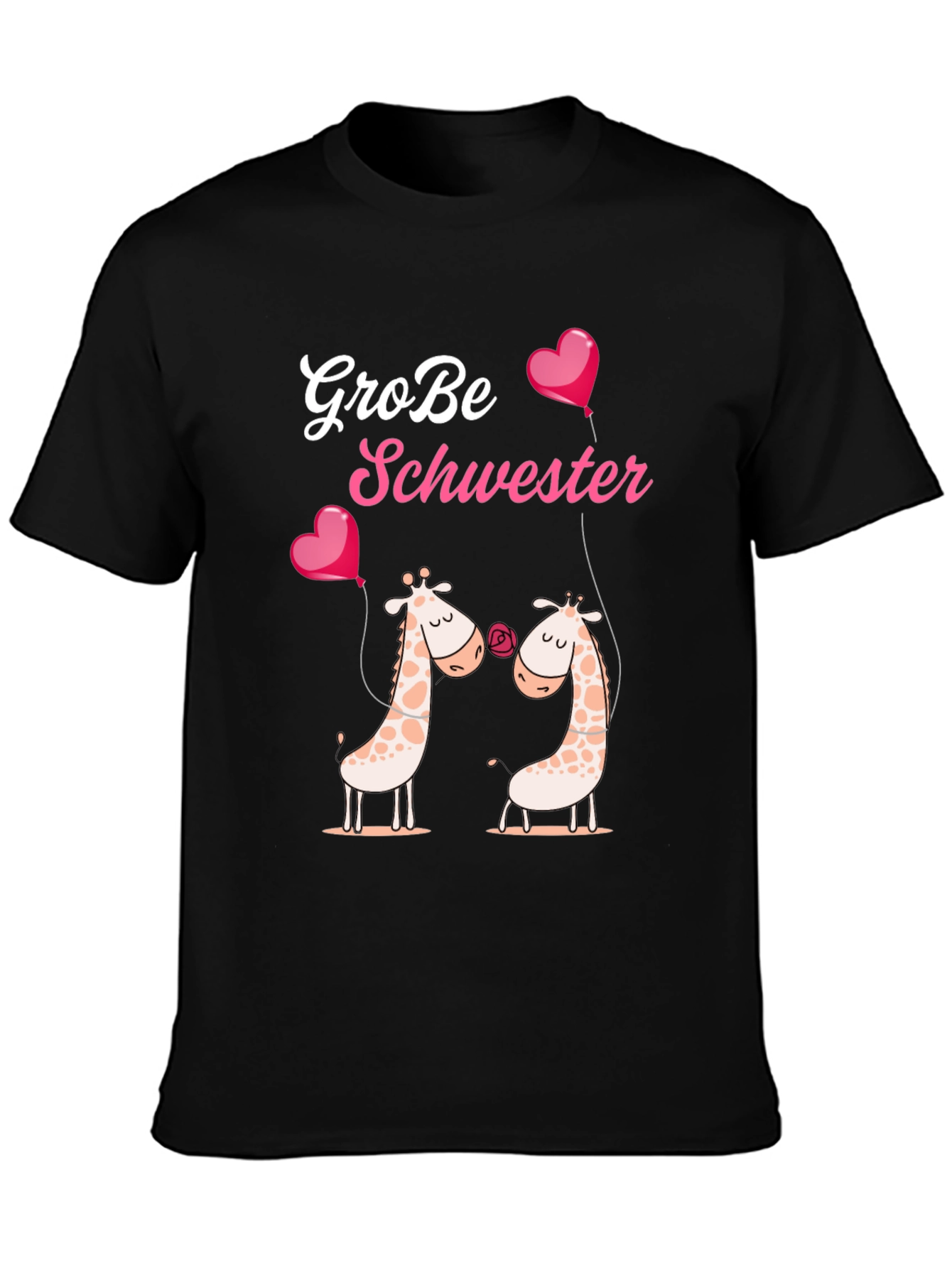 Black Große Schwester Giraffe T-Shirt view 3