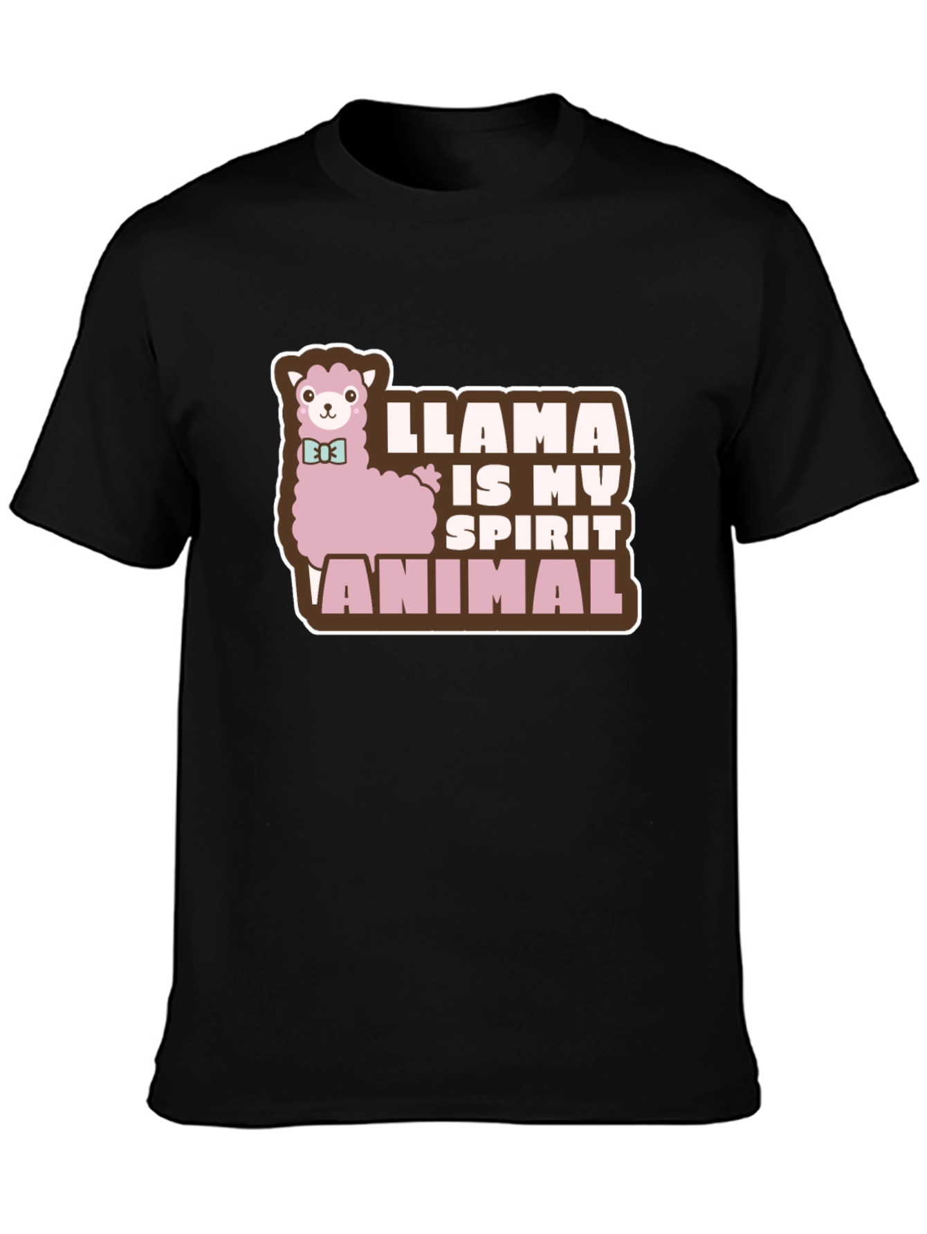 Black Llama is My Spirit Animal T-Shirt - Black Cotton Tee view 3