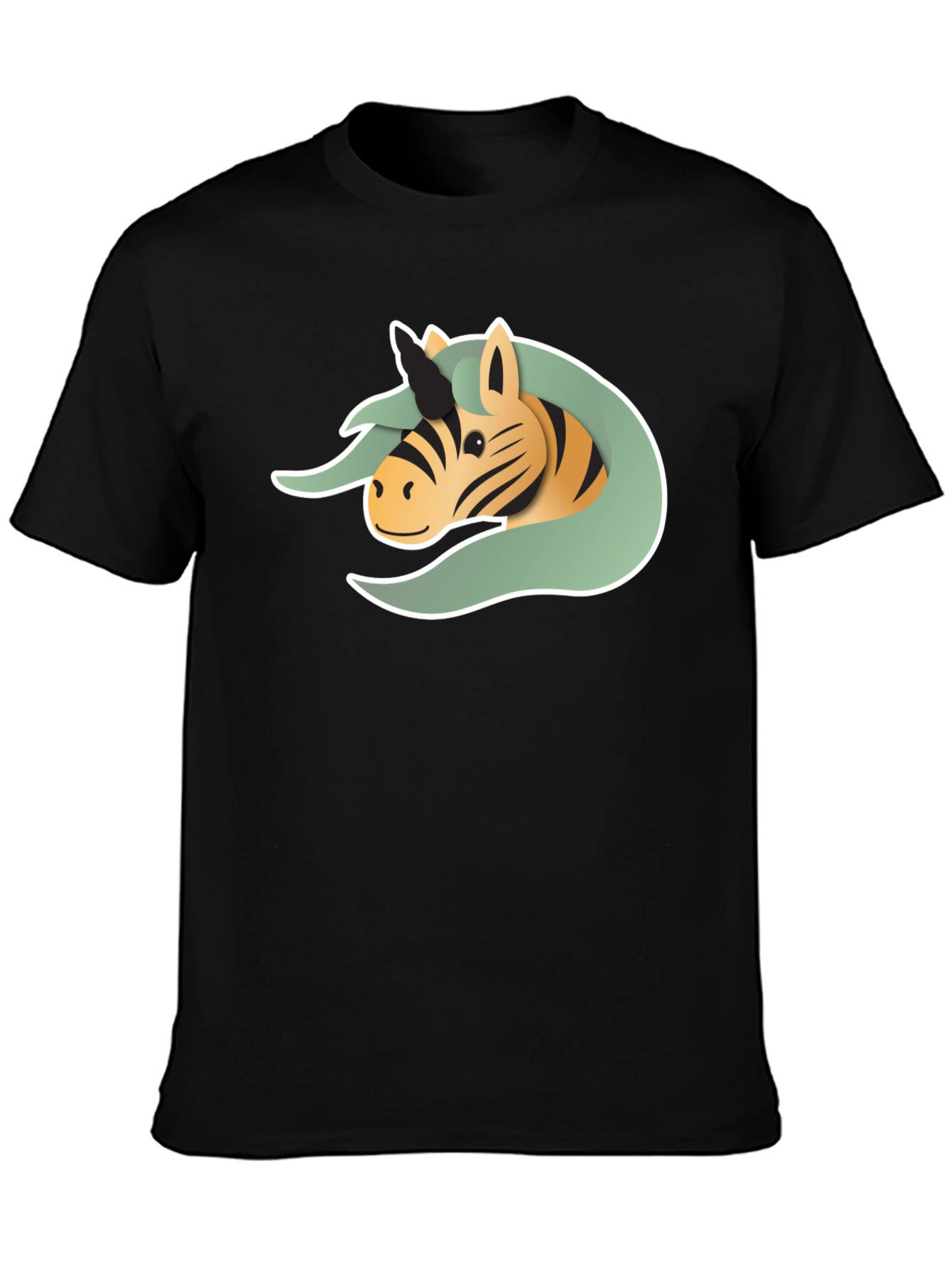 Black Unicorn Zebra Graphic Tee - Black Cotton T-Shirt view 3