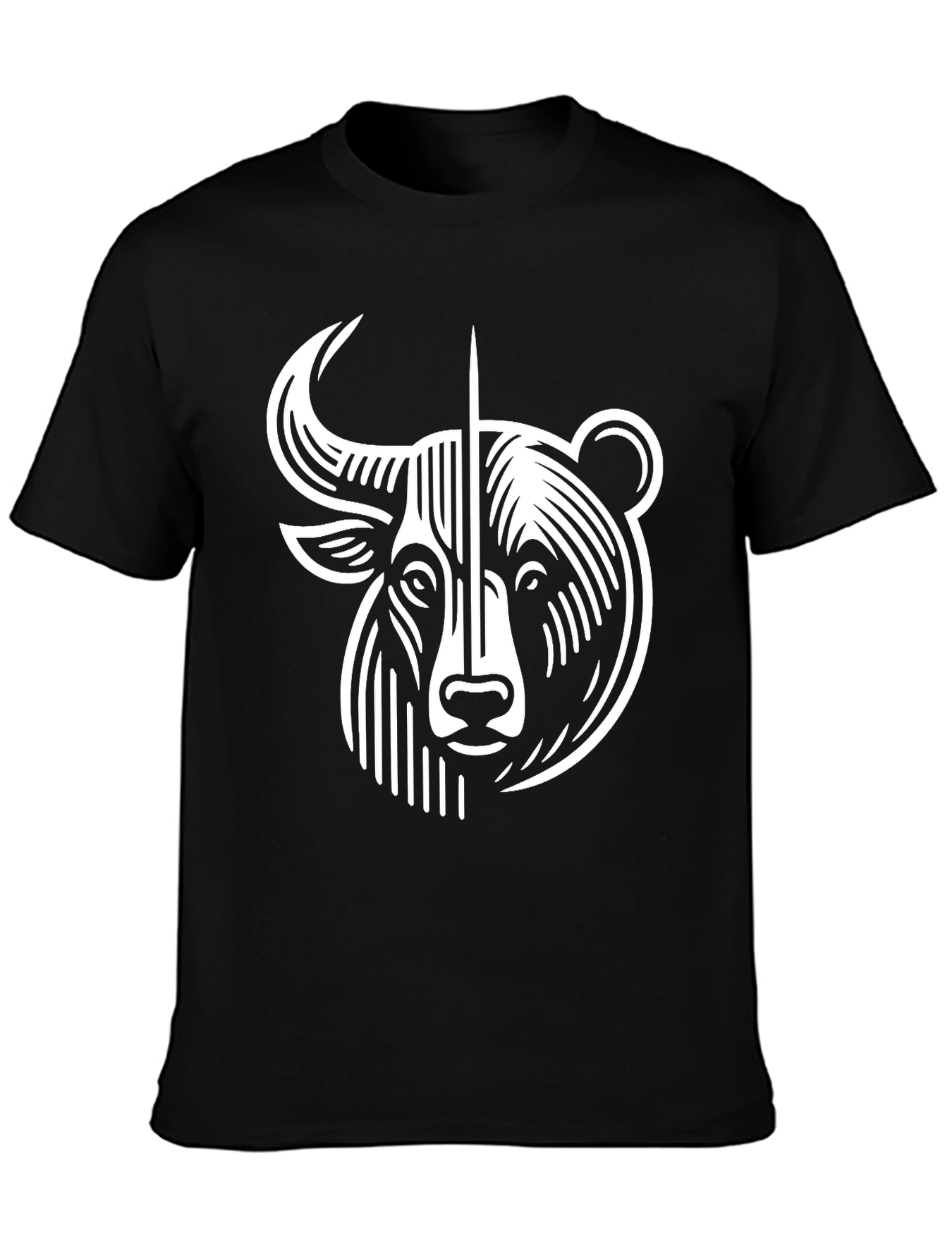 Black Bull and Bear Graphic Tee - Black Cotton Blend view 3