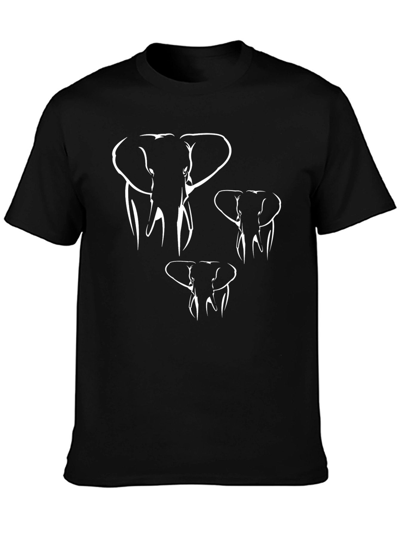Black Elephant Outline Graphic Tee - Casual Black T-Shirt view 3