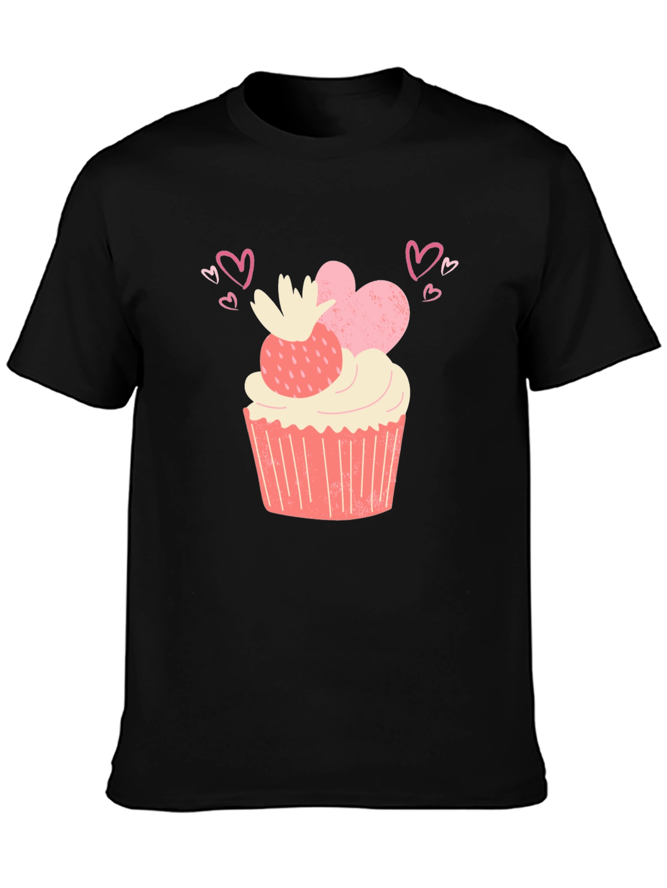 Black Sweet Treat Tee - Cupcake & Hearts Graphic T-Shirt view 3