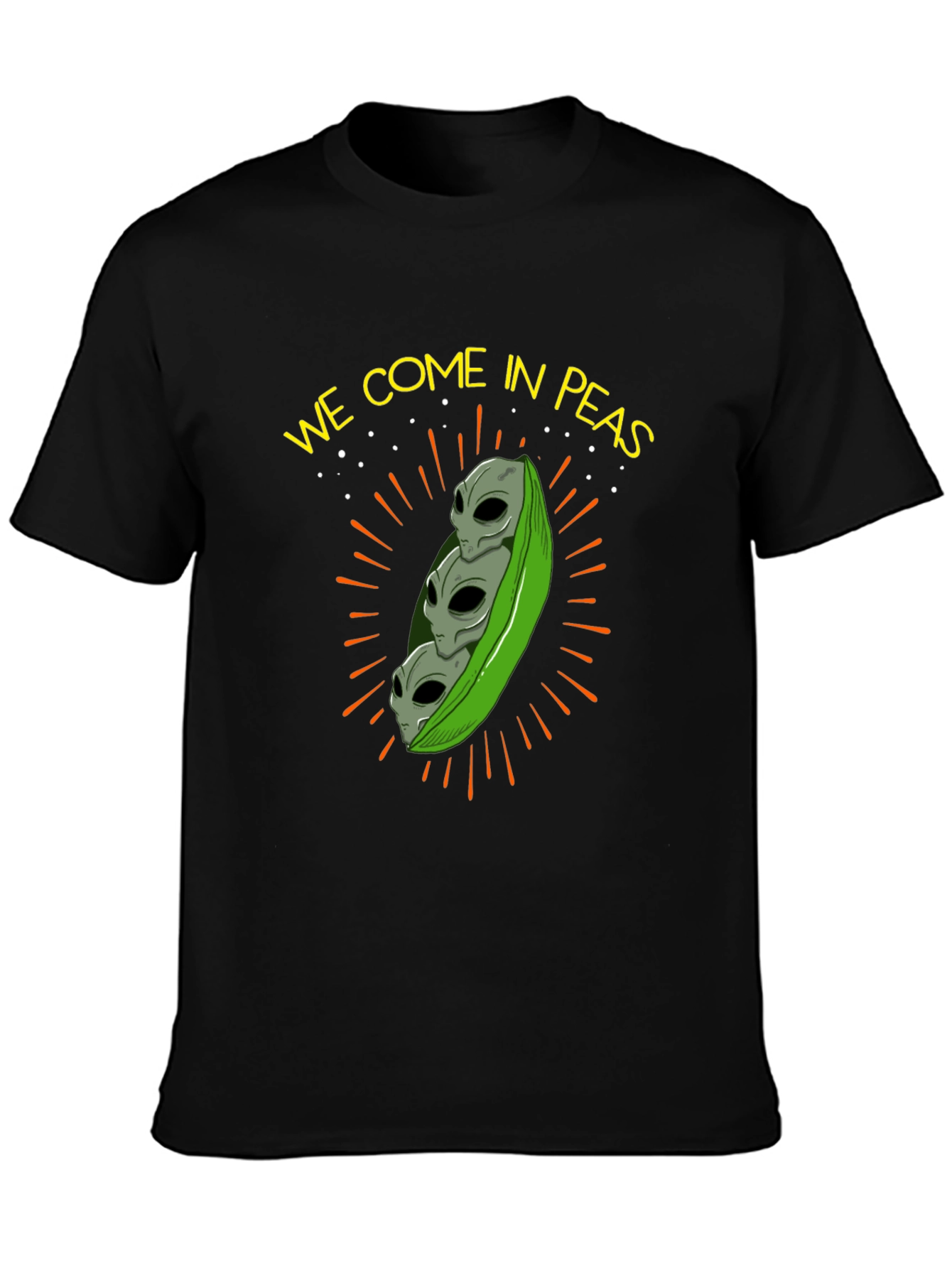 Black We Come In Peas Alien T-Shirt view 3