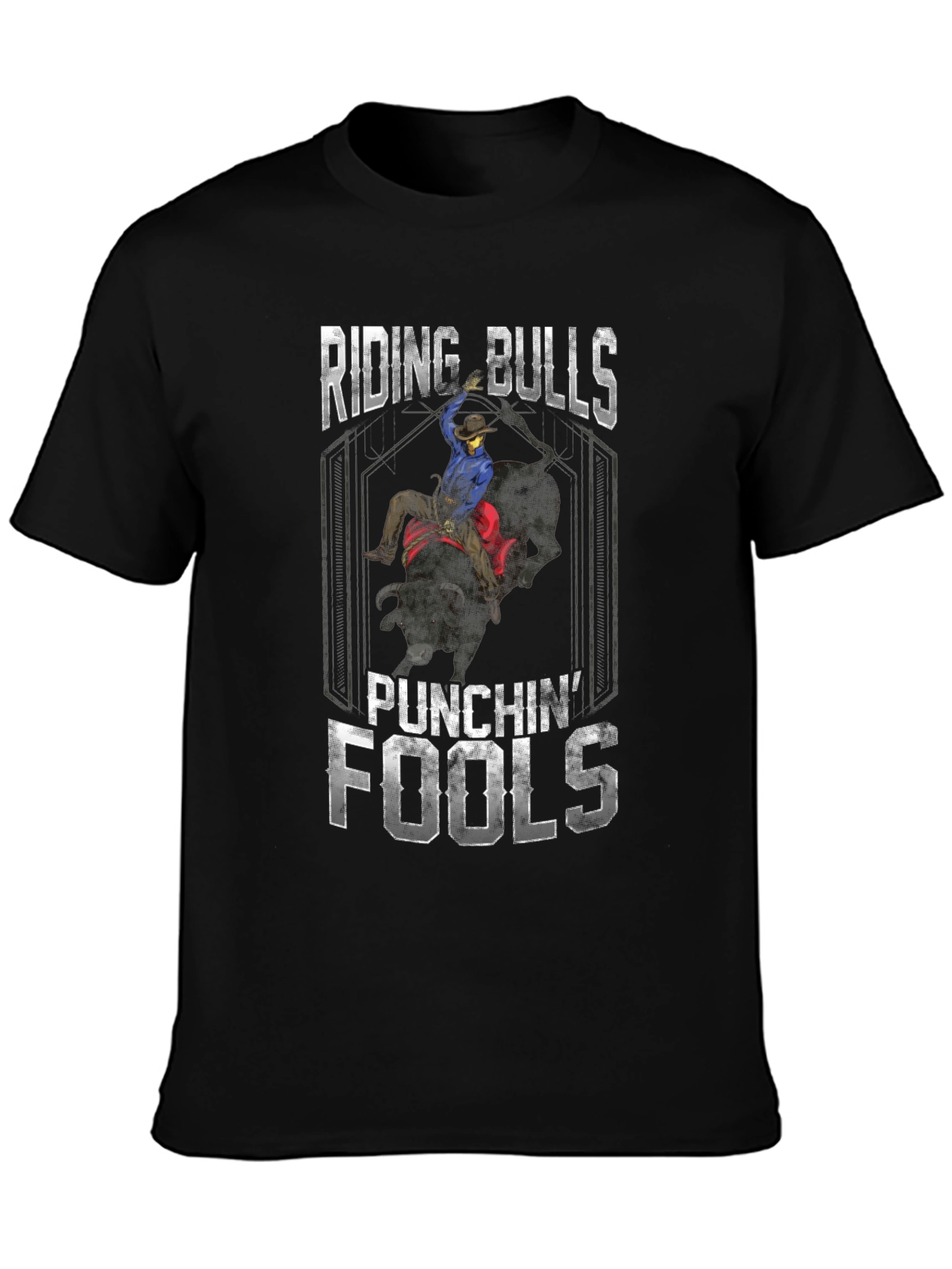 Black Riding Bulls Punchin' Fools Graphic Tee view 3