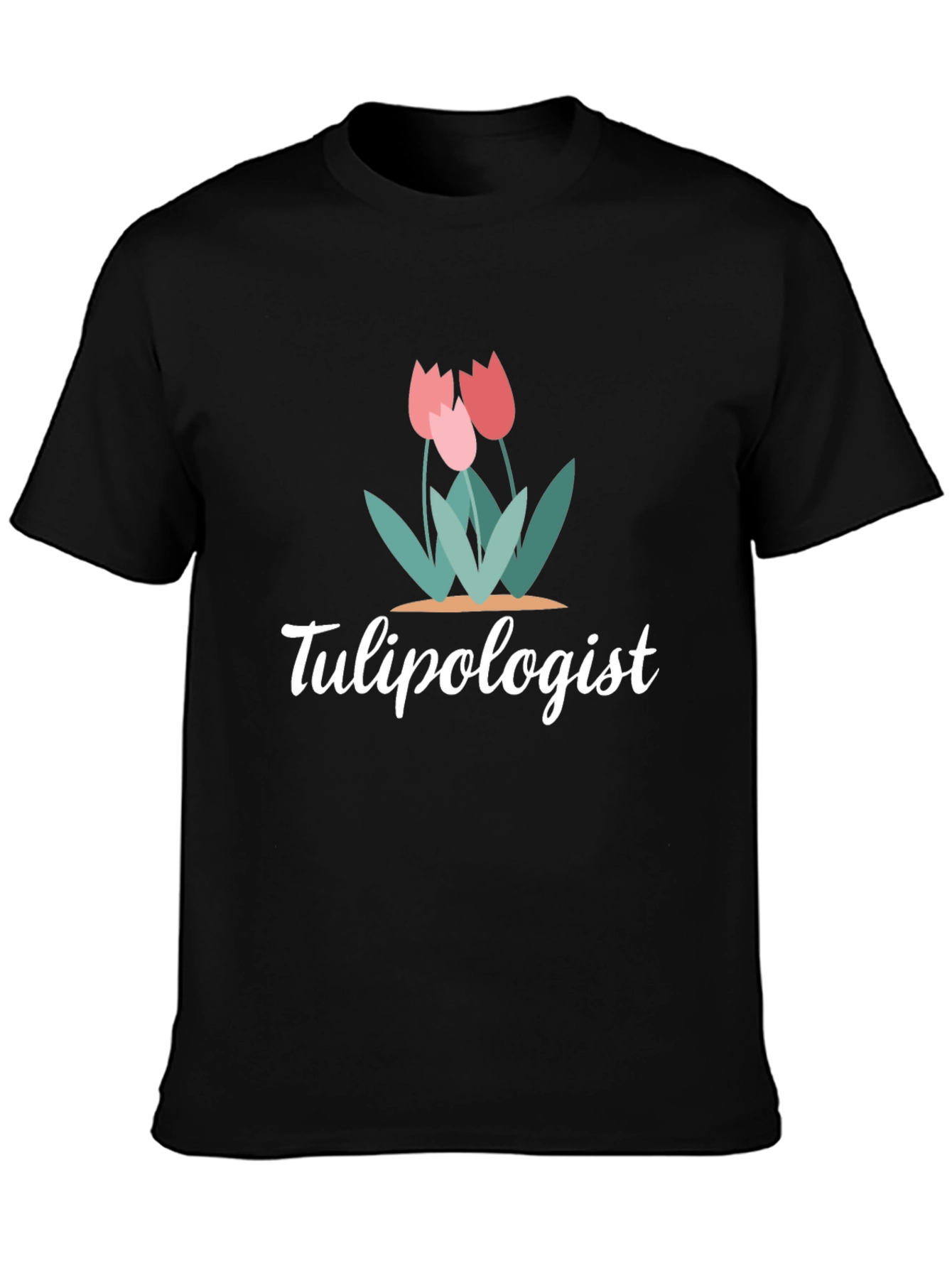 Black Tulipologist Graphic T-Shirt, Floral Design view 3