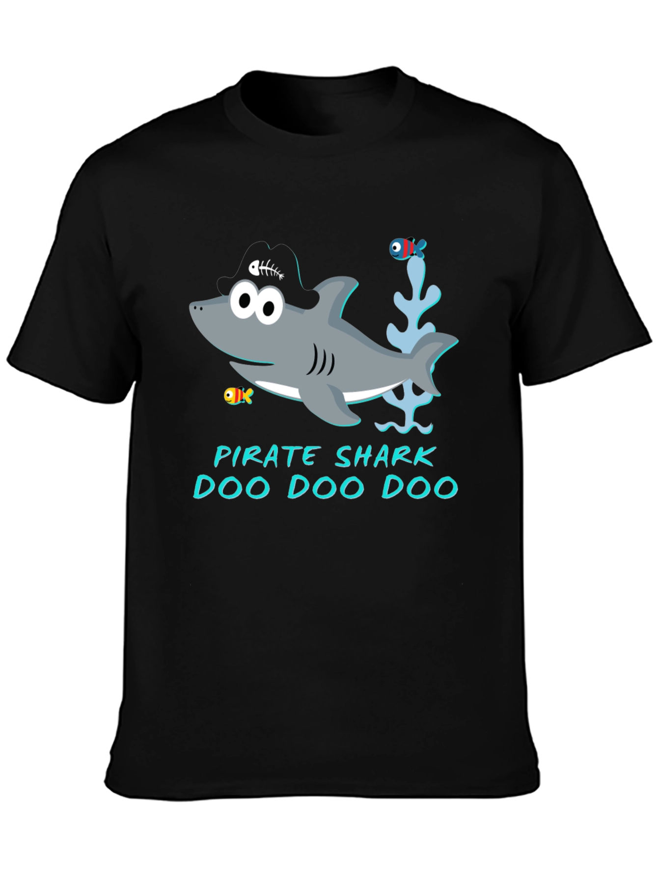 Black Pirate Shark Doo Doo Doo Graphic Tee view 3