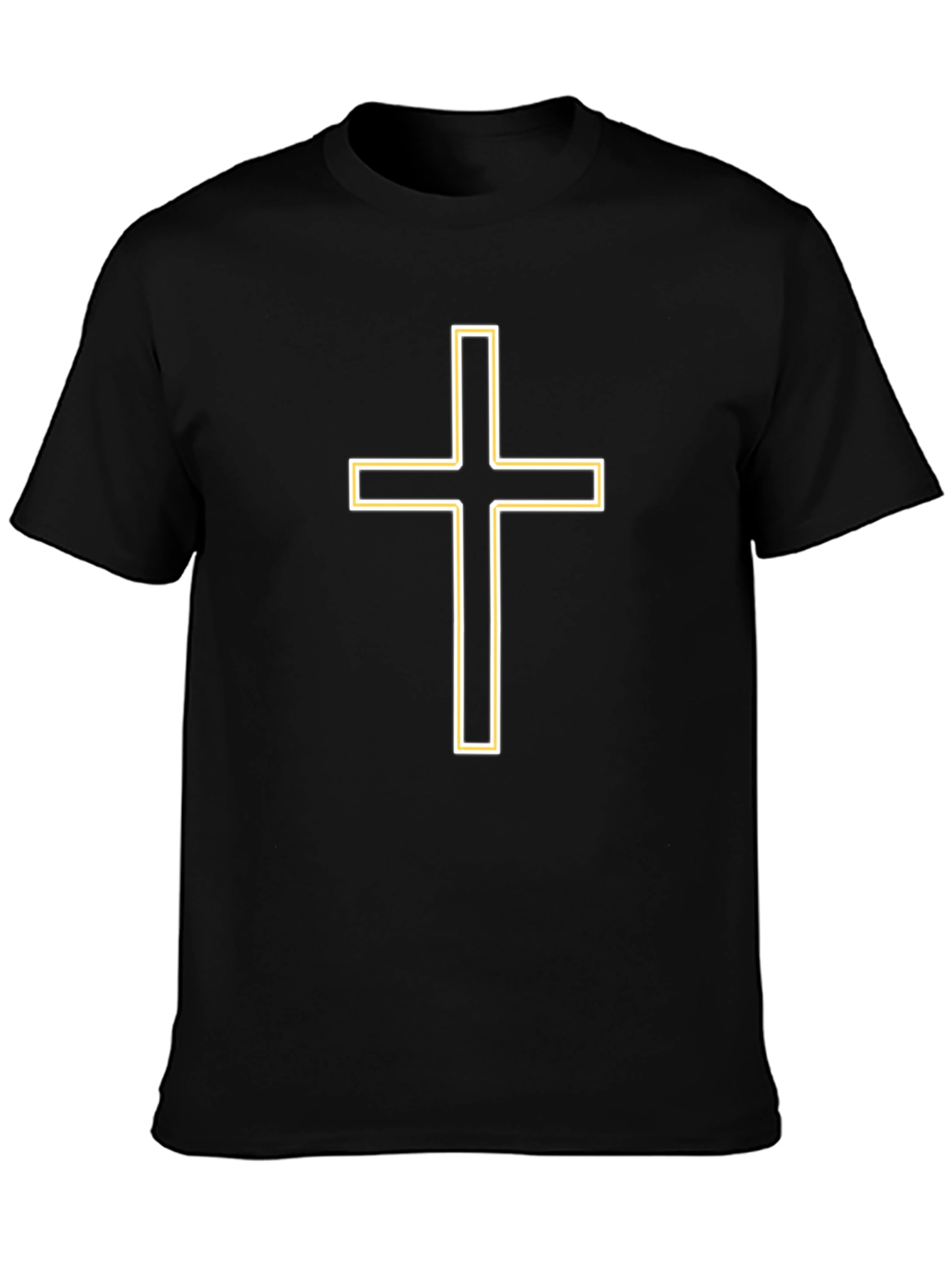 Black Black T-Shirt with Cross Graphic view 3