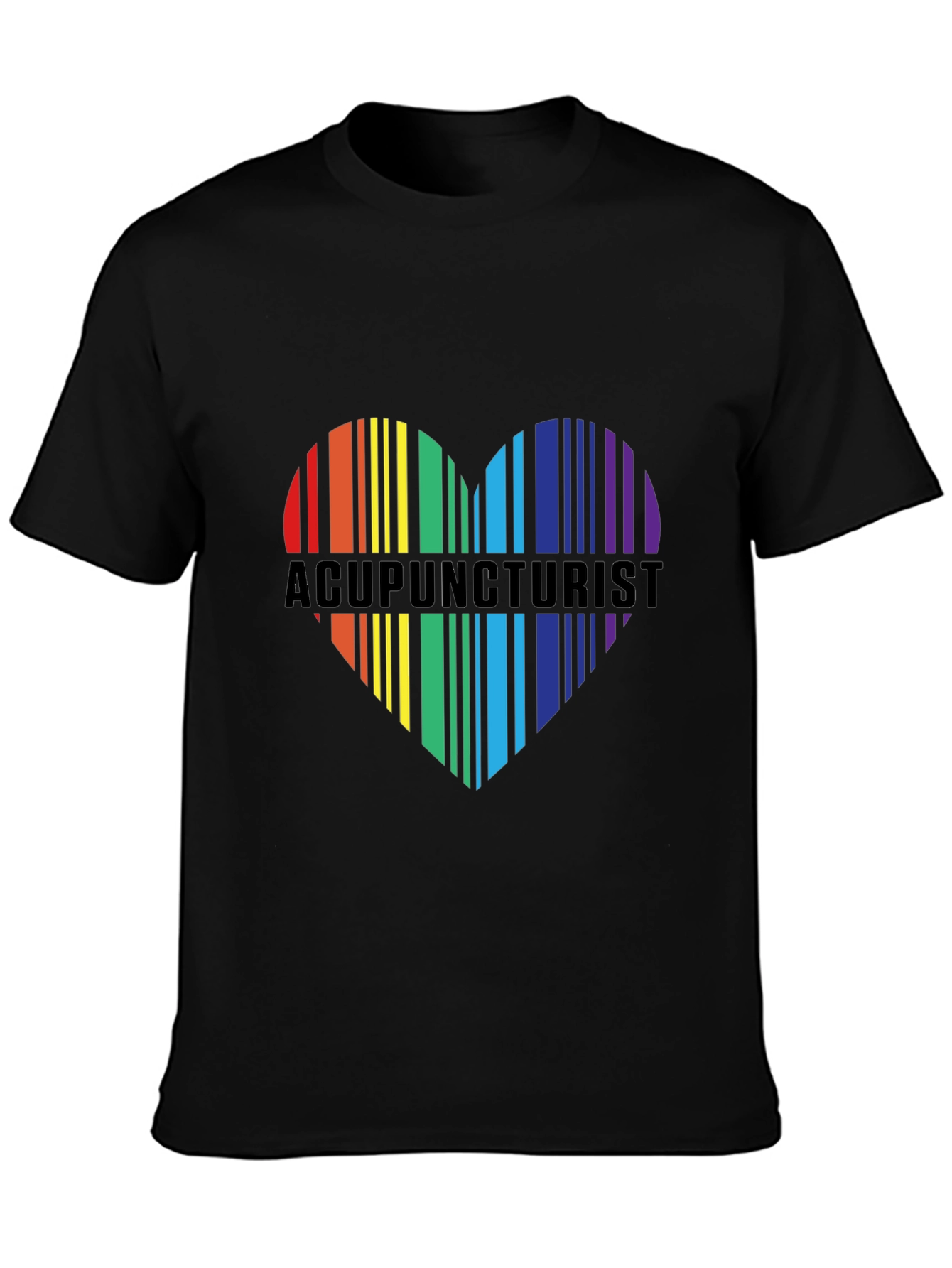 Black Acupuncturist Rainbow Heart T-Shirt view 3