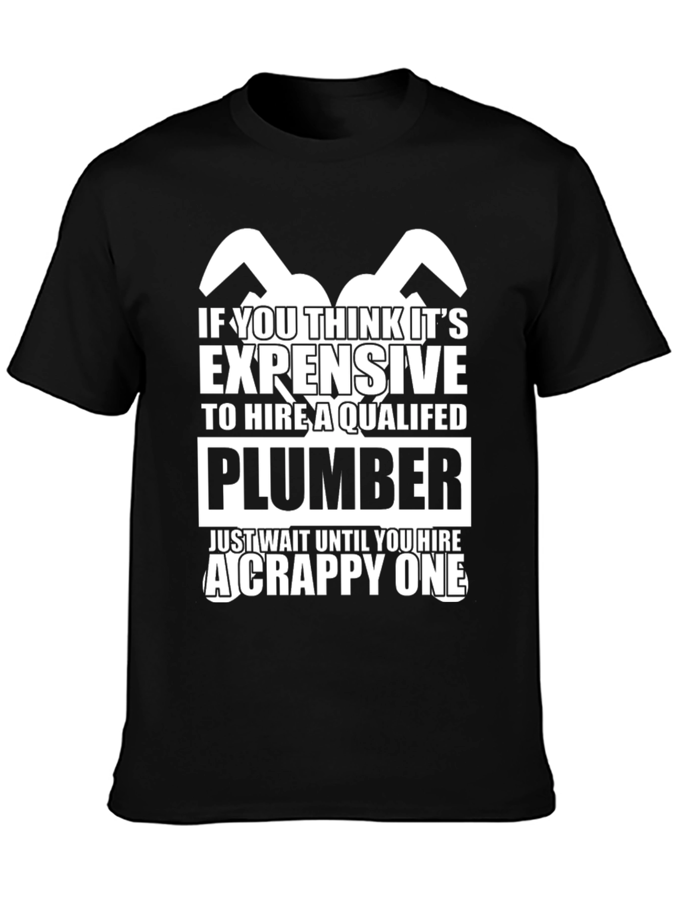 Black Qualified Plumber Humor Graphic Tee view 3