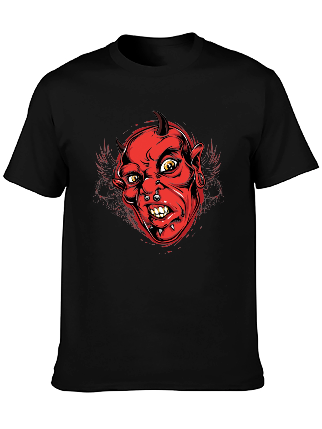 Black Devil Graphic Print Men's Black T-Shirt view 3
