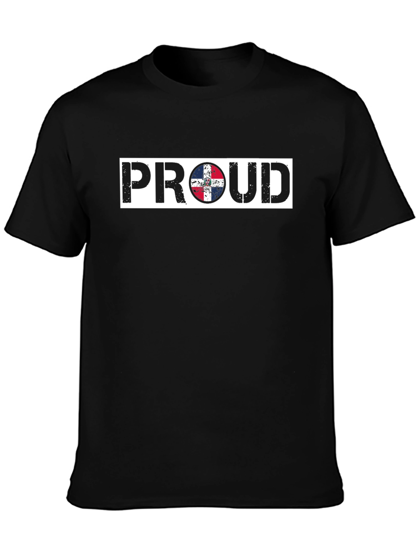 Black Proud Dominican Republic Flag T-Shirt view 3
