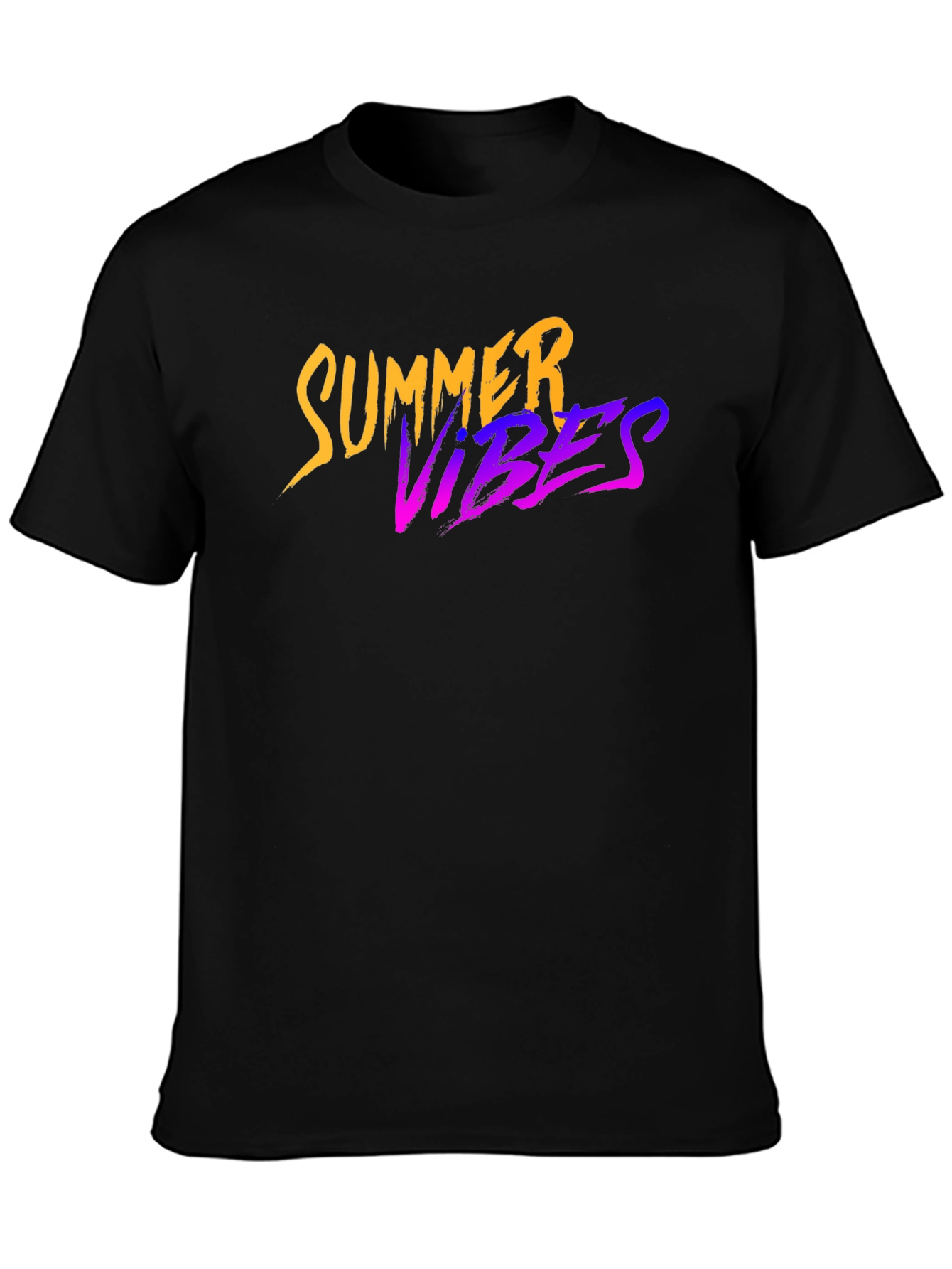 Black Summer Vibes Graphic Black T-Shirt view 3