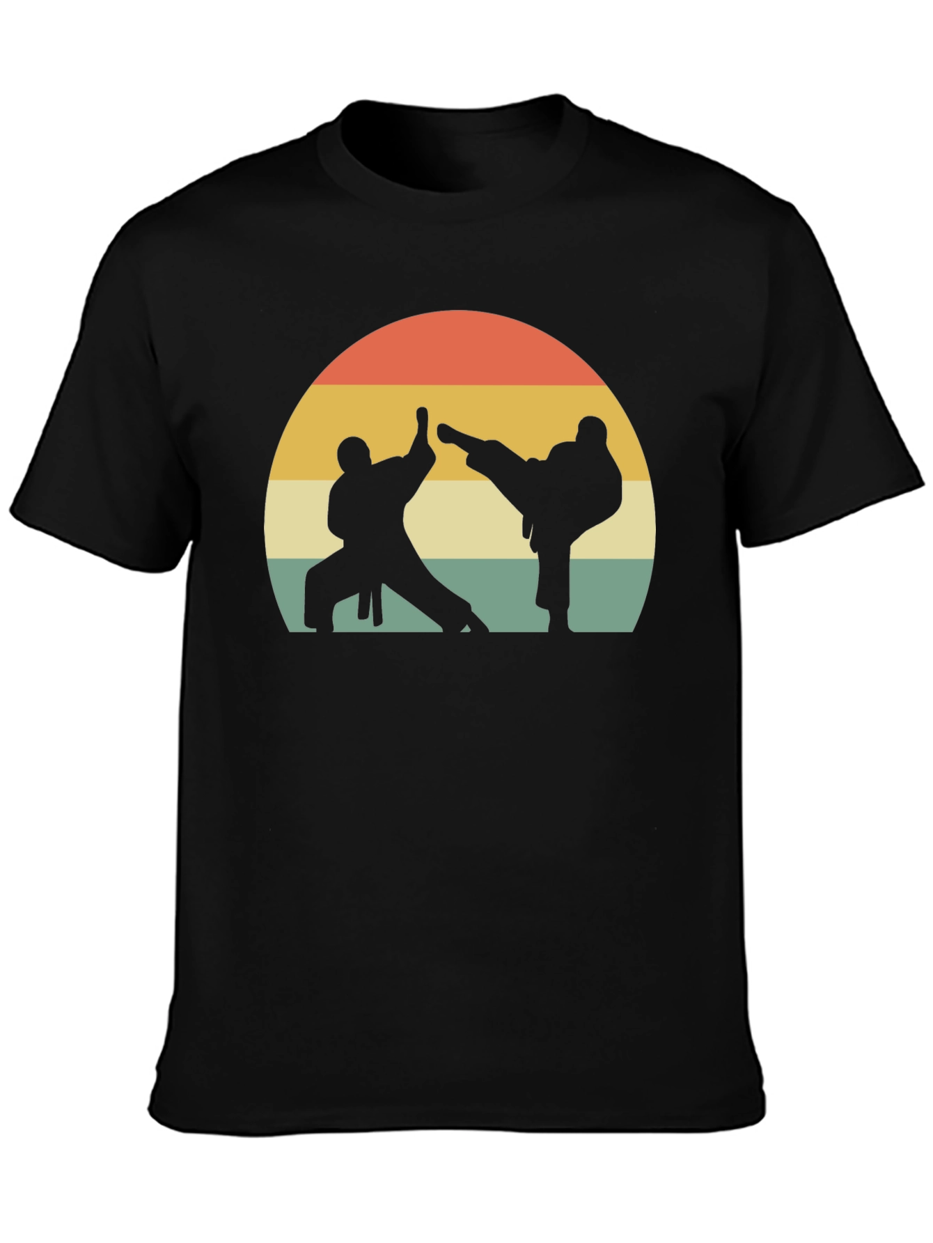 Black Karate Silhouette Graphic Tee view 3