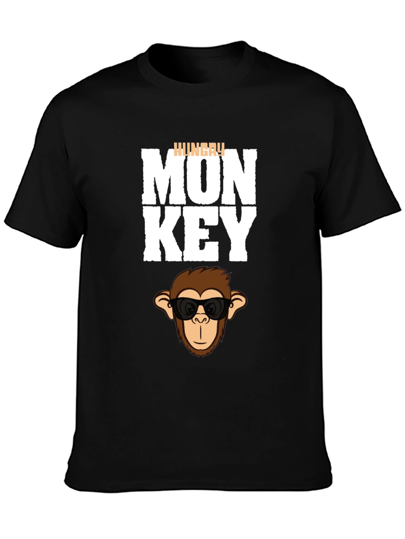Black Hungry Monkey Graphic T-Shirt - Cool Cartoon Ape Tee view 3