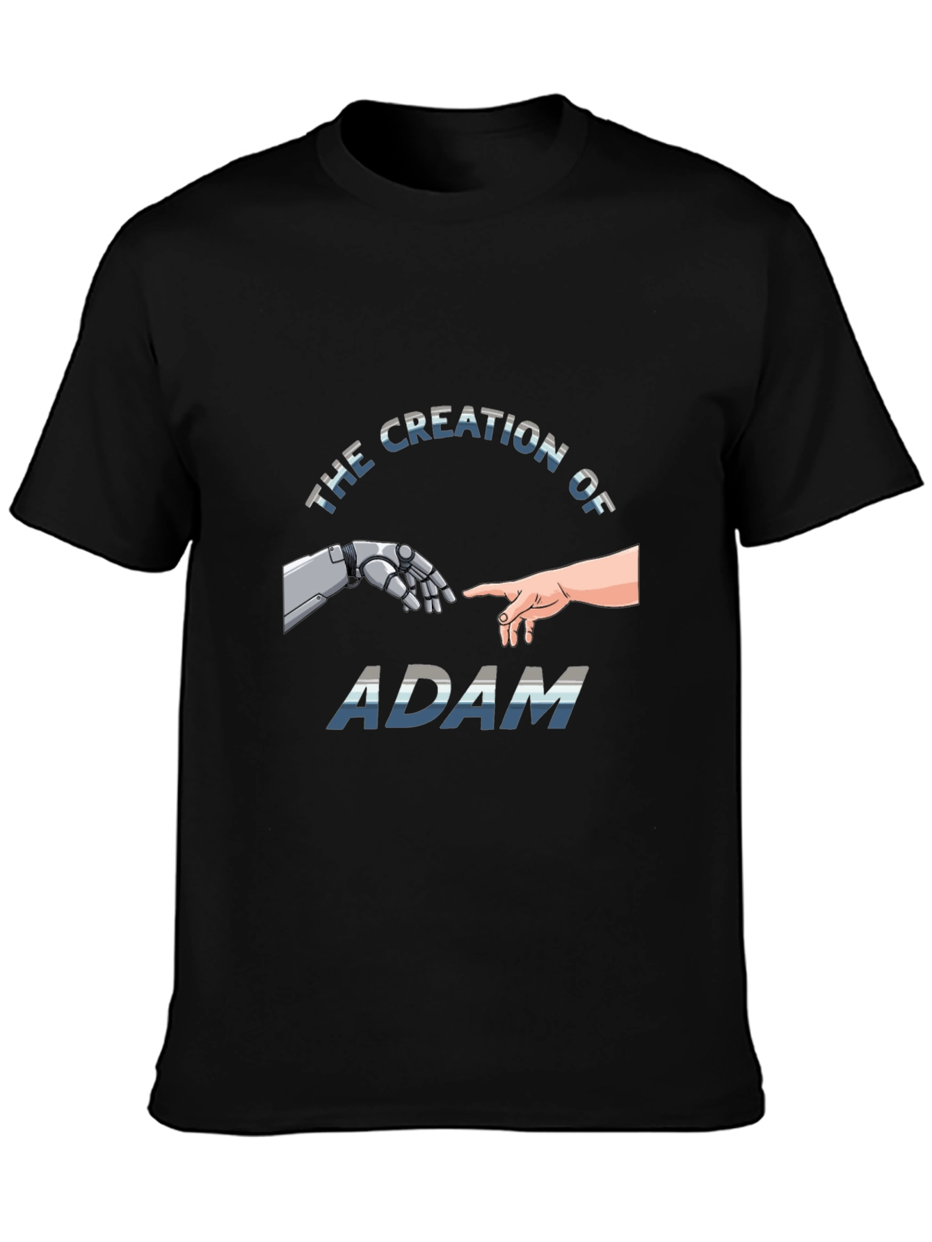 Black Creation of Adam Robot Touch T-Shirt view 3