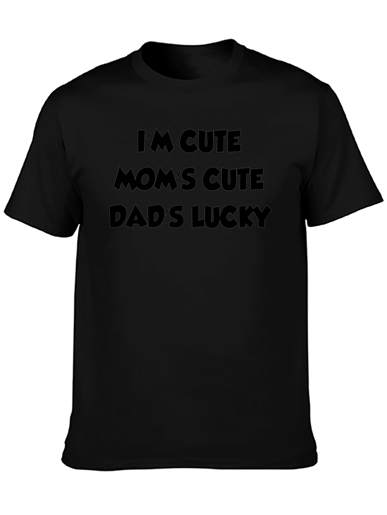 Black Cute Mom's Cute Dad's Lucky Black T-Shirt view 3