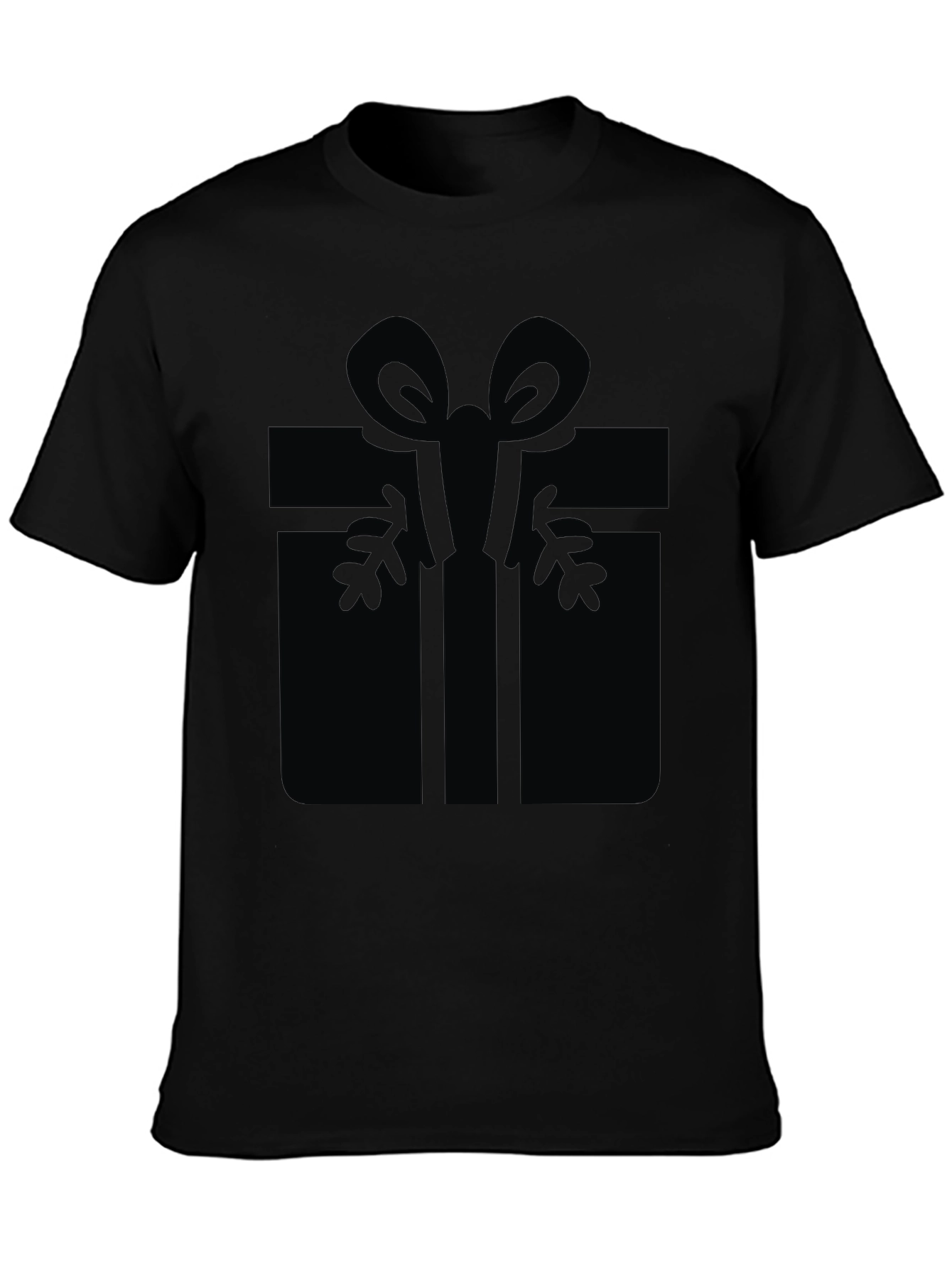 Black Festive Gift Graphic Tee - Black Cotton Blend view 3