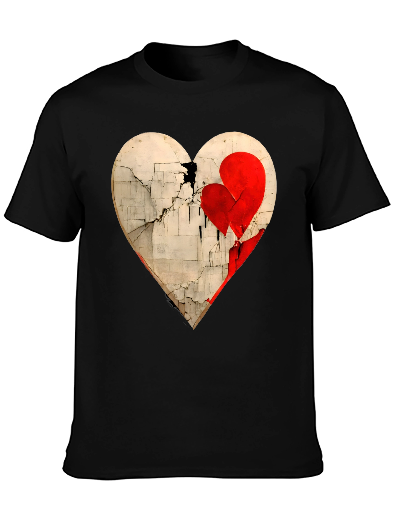 Black Heart Graphic Tee - Artistic Valentine's Day Shirt view 3