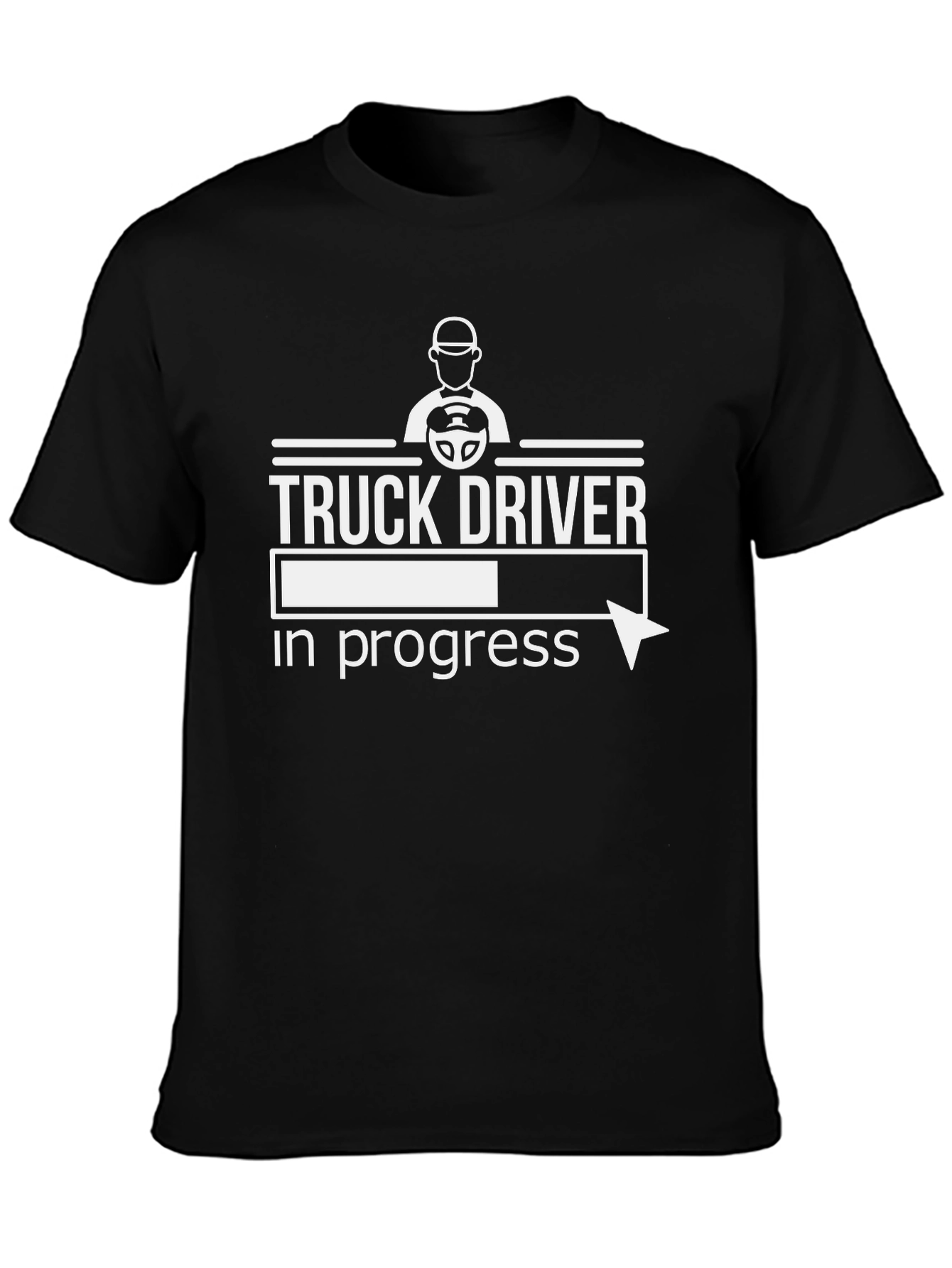 Black Truck Driver In Progress Funny T-Shirt view 3