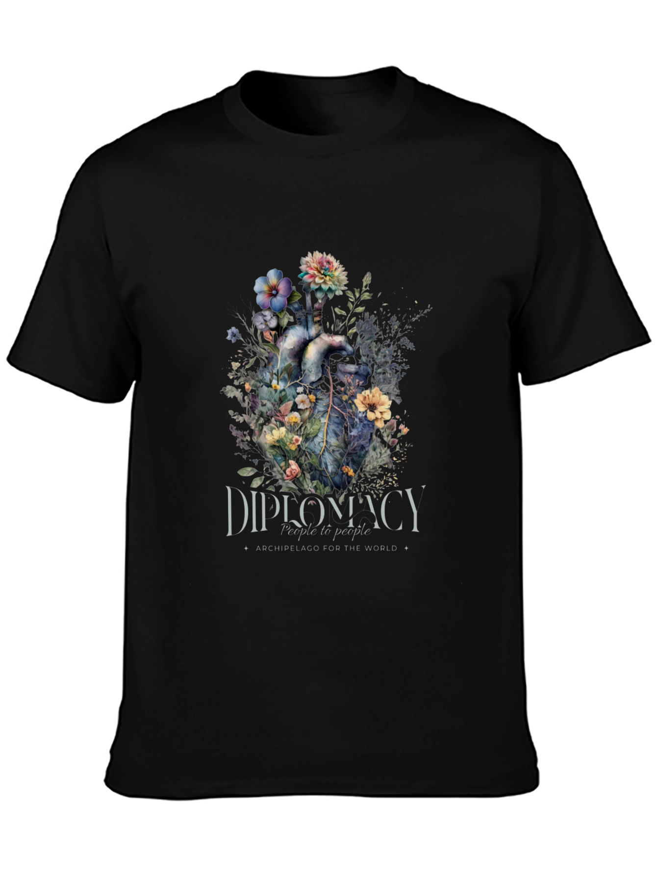 Black Floral Heart Diplomacy T-Shirt view 3
