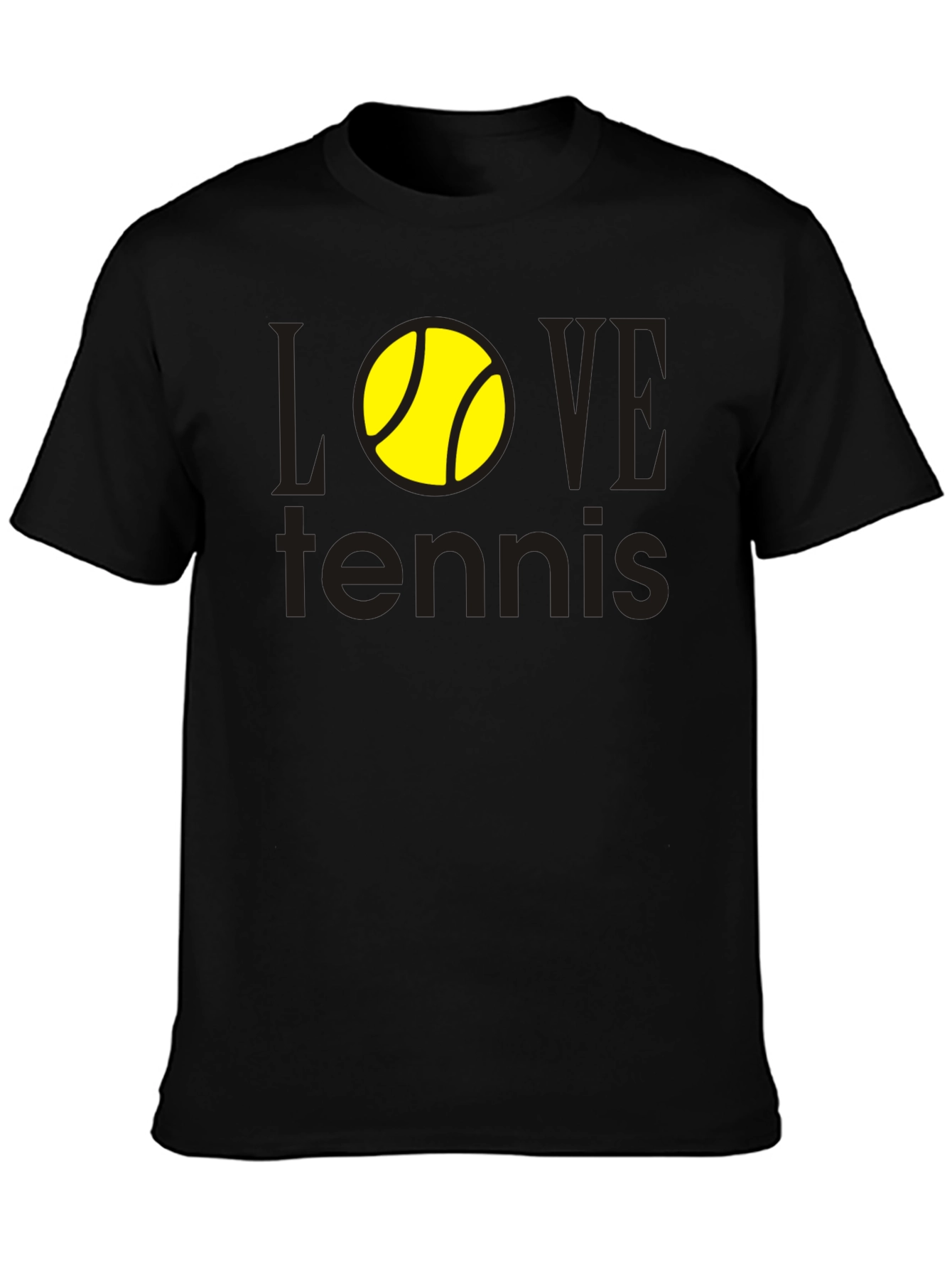 Black Love Tennis Graphic Tee - Black Cotton Shirt view 3