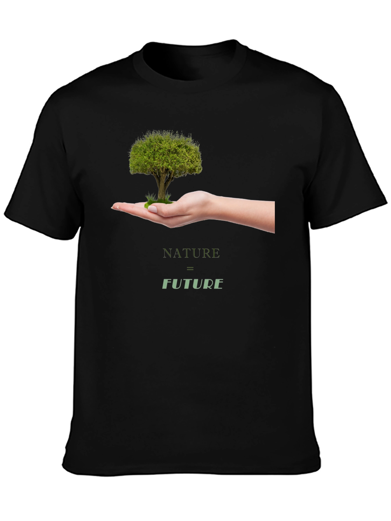 Black Nature = Future Graphic Tee - Black Cotton view 3
