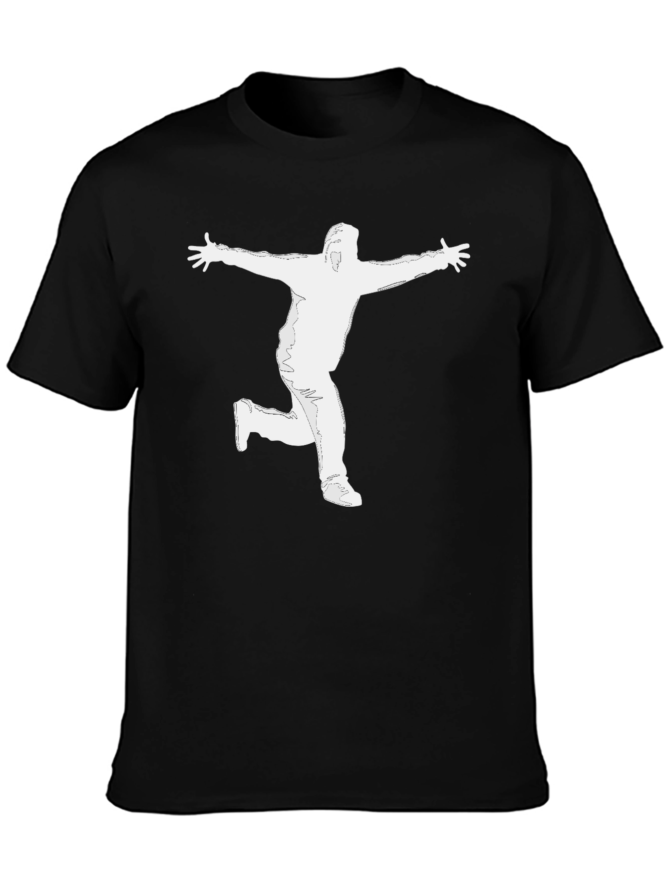Black Men's Black Graphic T-Shirt - Silhouette Design view 3