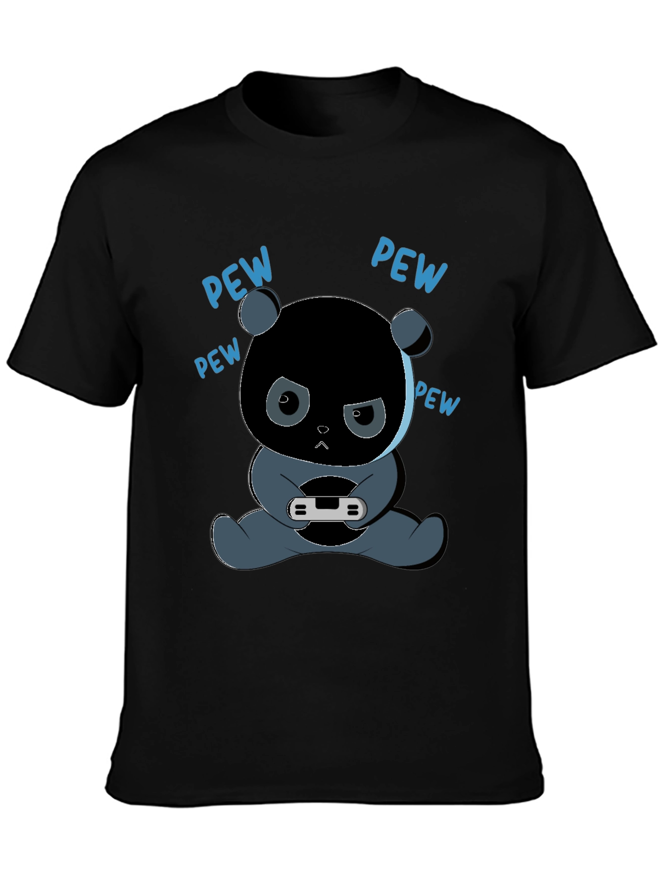 Black Gamer Panda T-Shirt - Pew Pew view 3