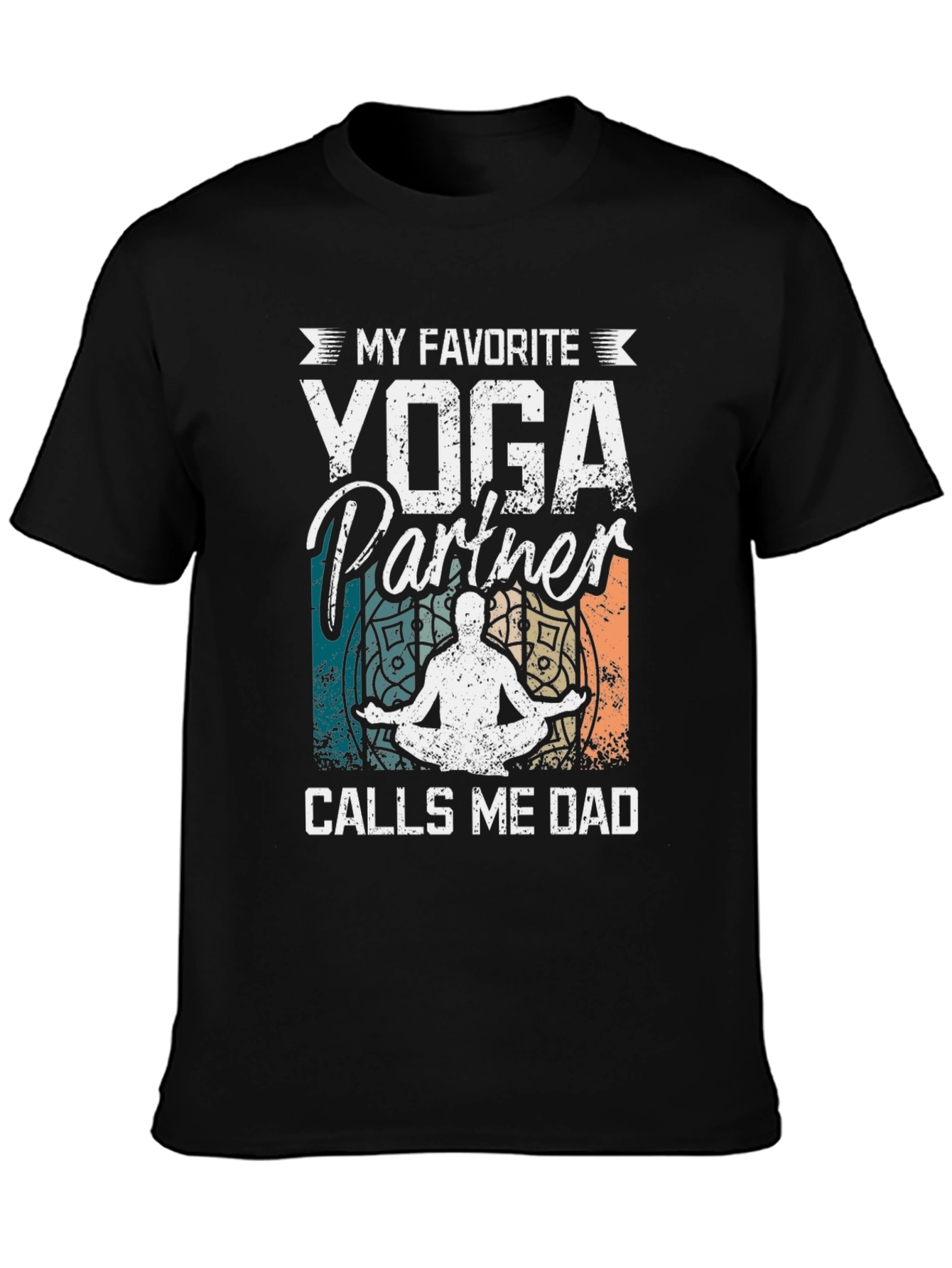 Black Yoga Partner Dad T-Shirt view 3