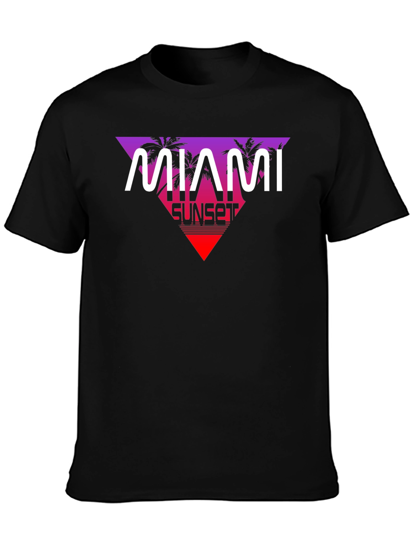 Black Miami Sunset Retro T-Shirt view 3