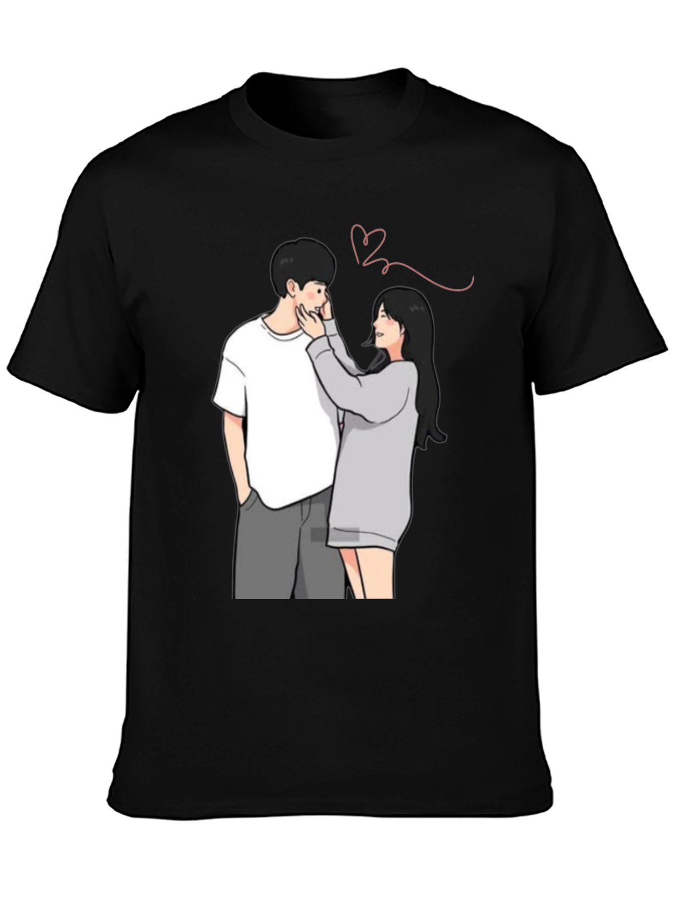 Black Couple Graphic Print Tee - Black view 3