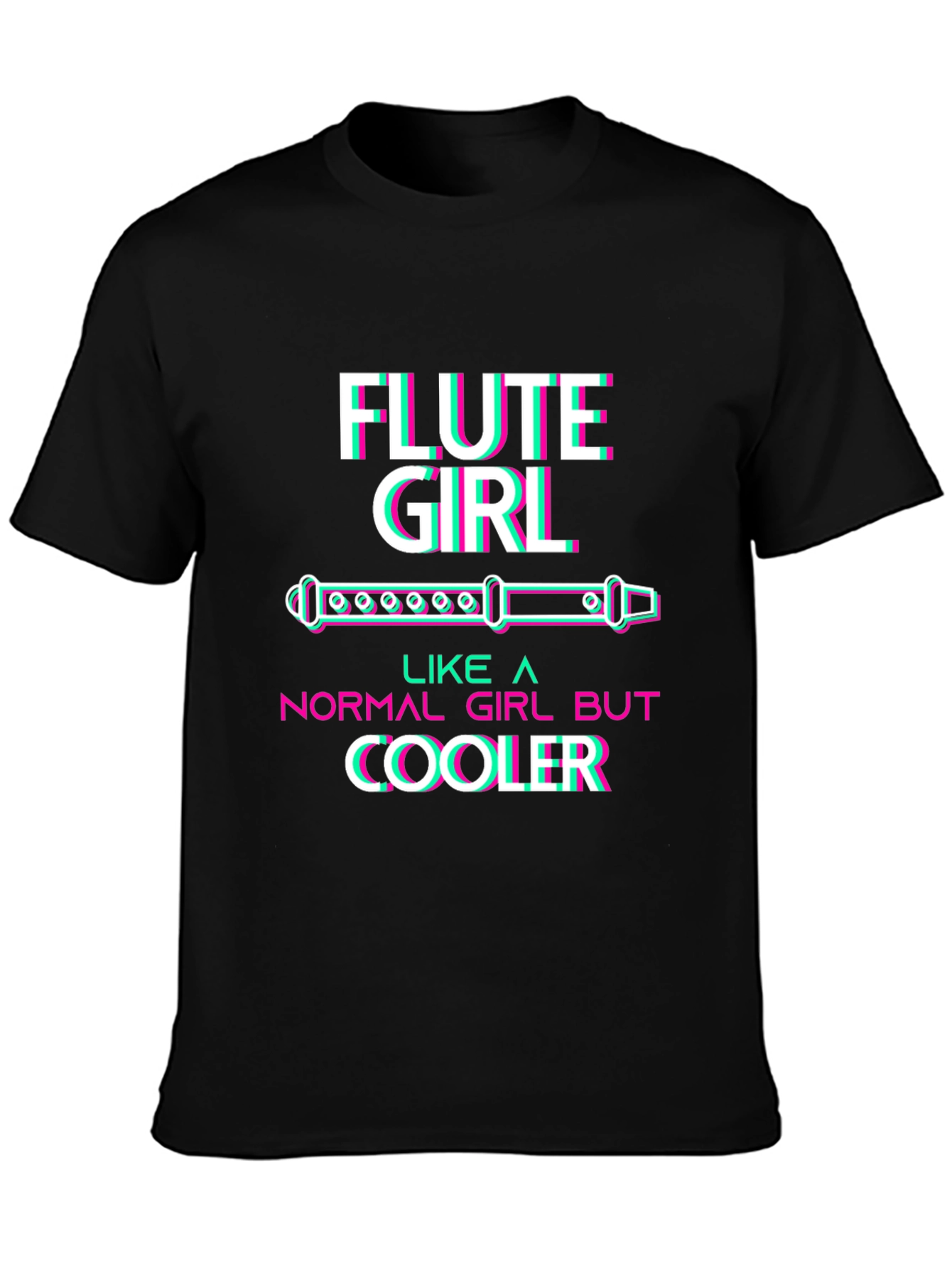 Black Flute Girl T-Shirt - Music Lover Tee view 3