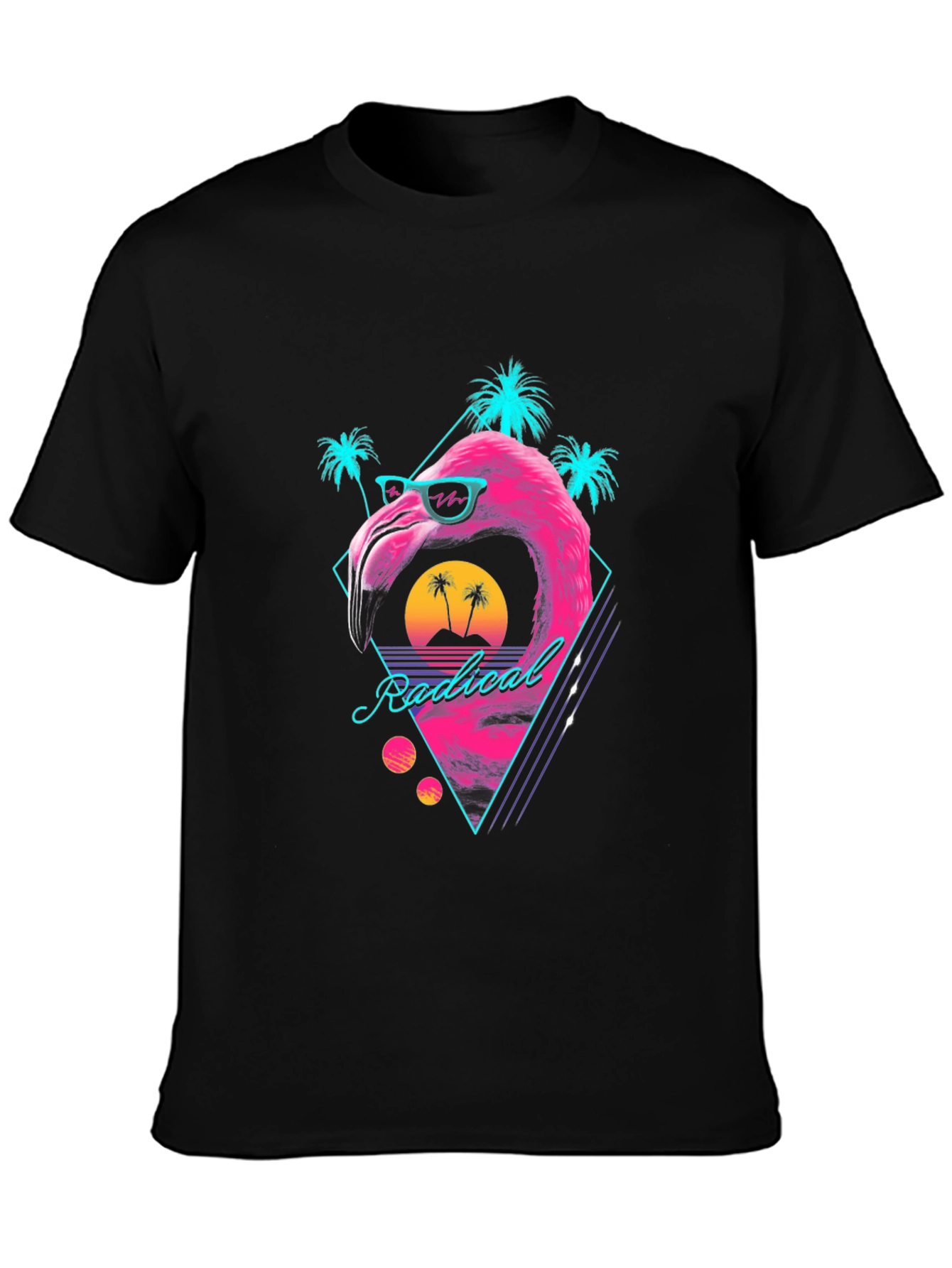 Black Radical Flamingo T-Shirt - Retro Summer Vibes view 3