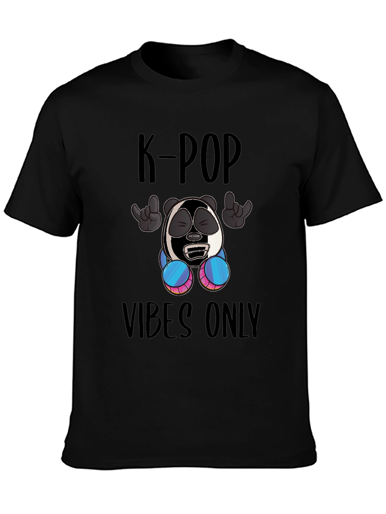 Black K-Pop Vibes Only Graphic Tee - Fun Style view 3