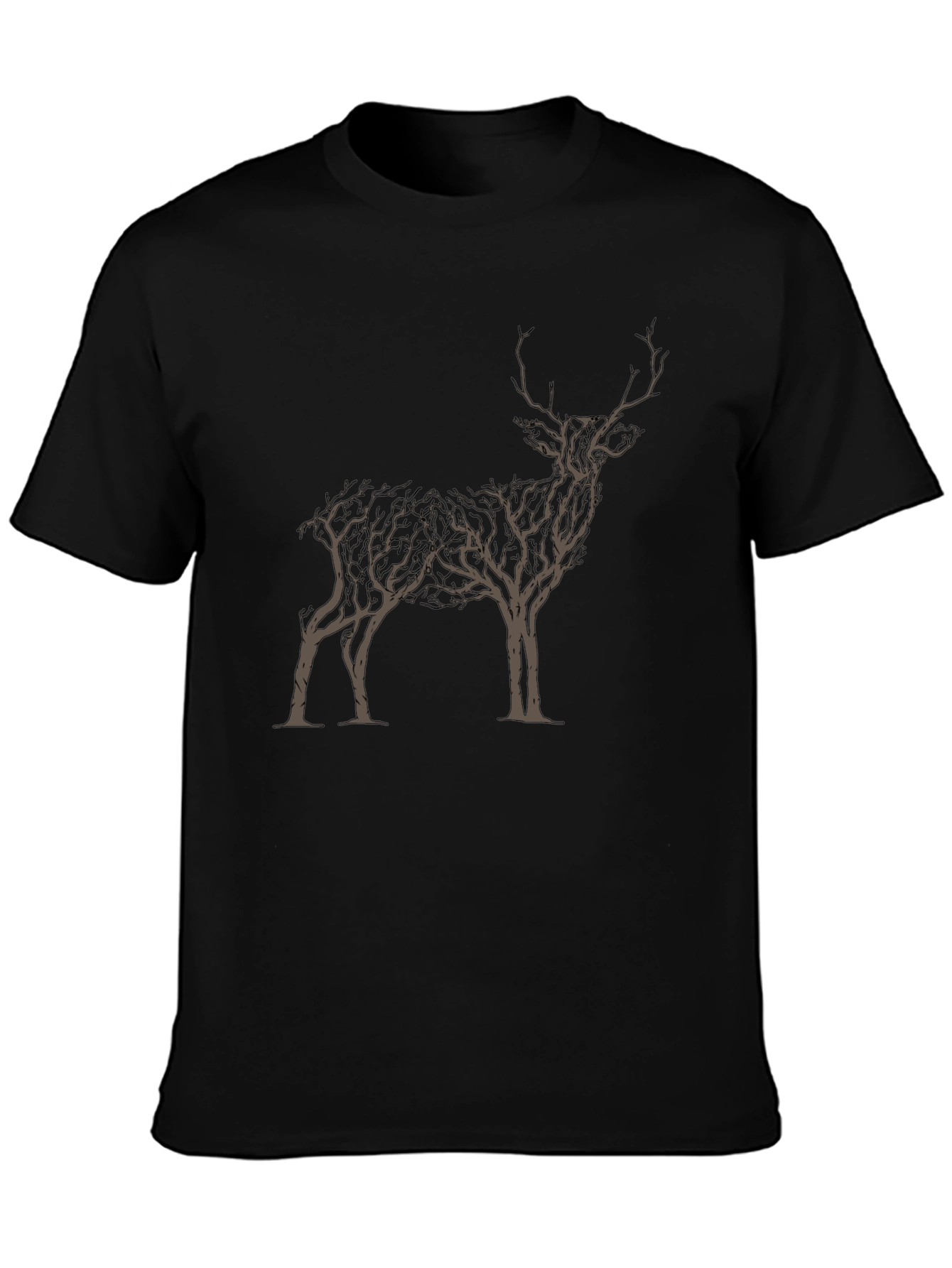 Black Nature Stag Graphic Tee - Black Cotton Blend view 3