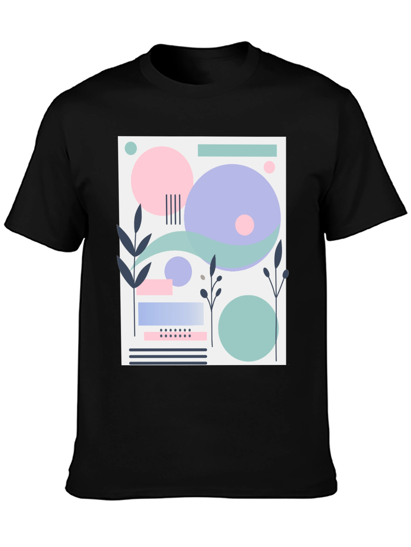 Black Abstract Geometric Design T-Shirt - Modern Art Tee view 3