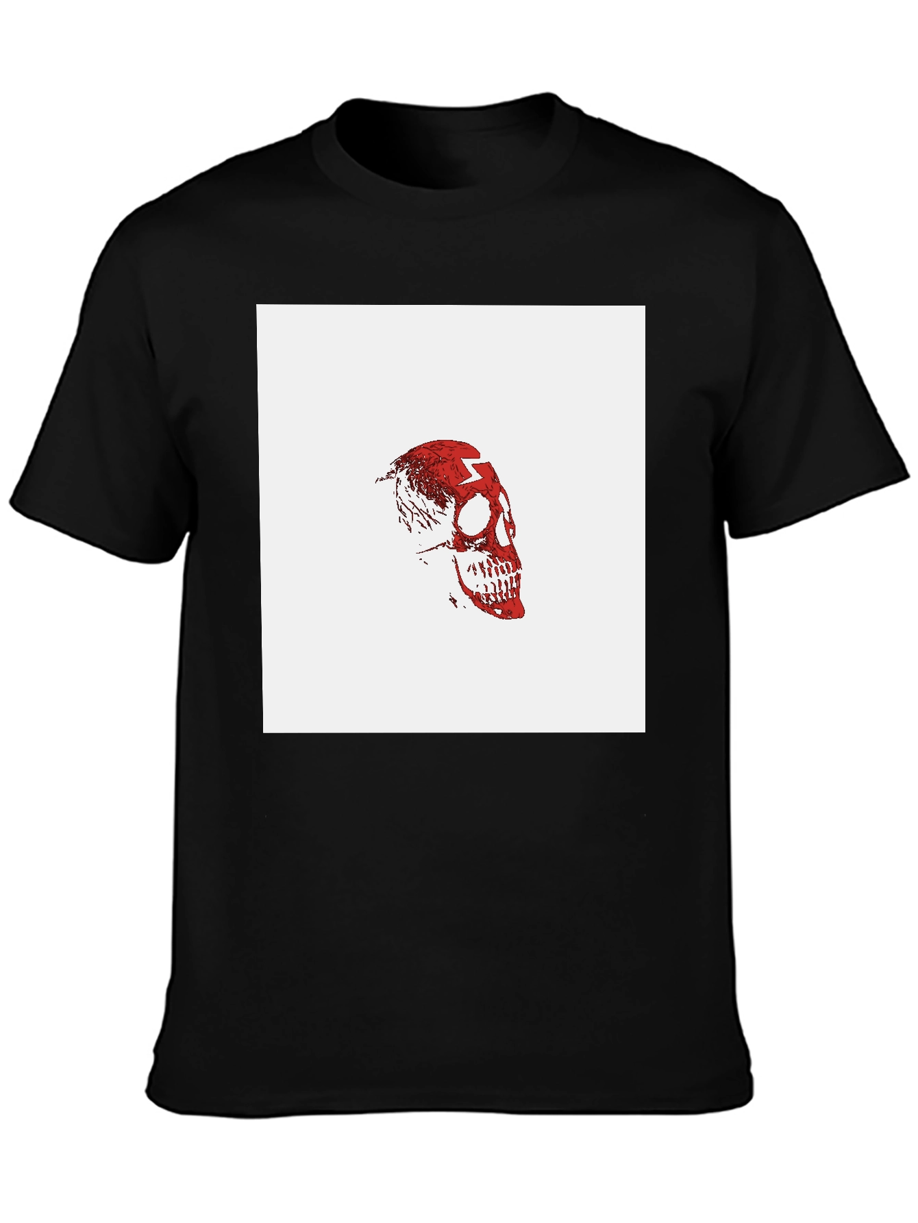 Black Skull Graphic Tee - Red Skull on Black Shirt view 3