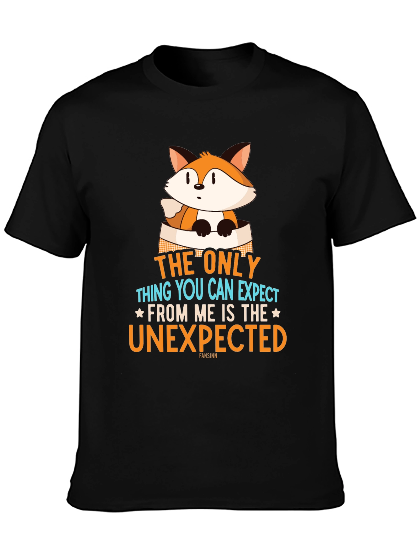 Black Unexpected Fox Graphic Tee - Men's Black T-Shirt view 3