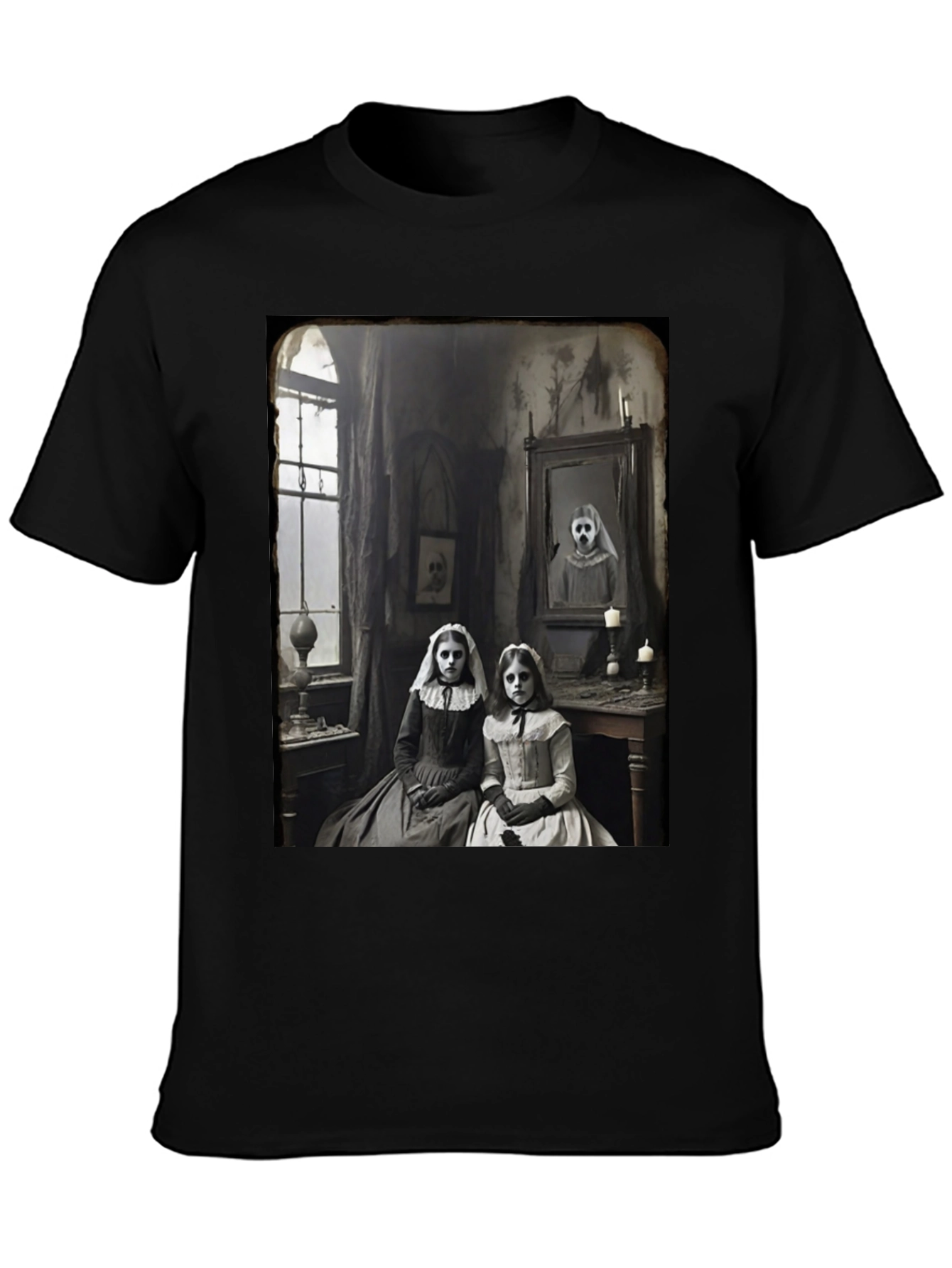 Creepy Sisters Graphic Tee - Vintage Horror Style - 3