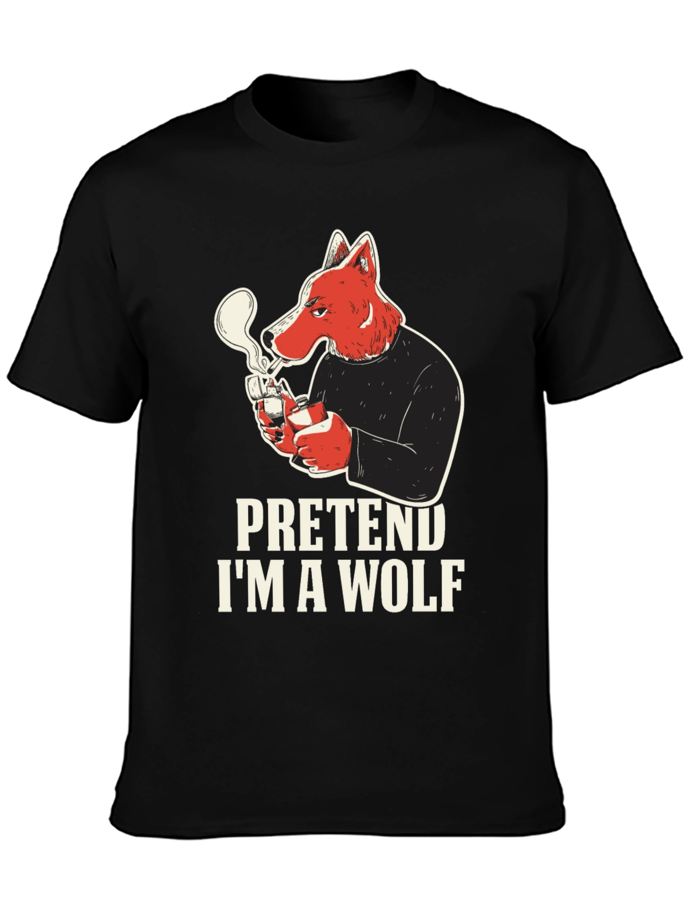Black Pretend I'm A Wolf Graphic Tee view 3